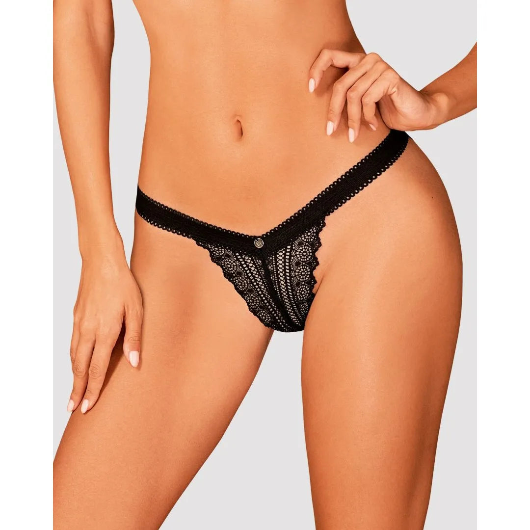 Culotte noire dentelle sexy Estiqua pendentif argent soirée coquine