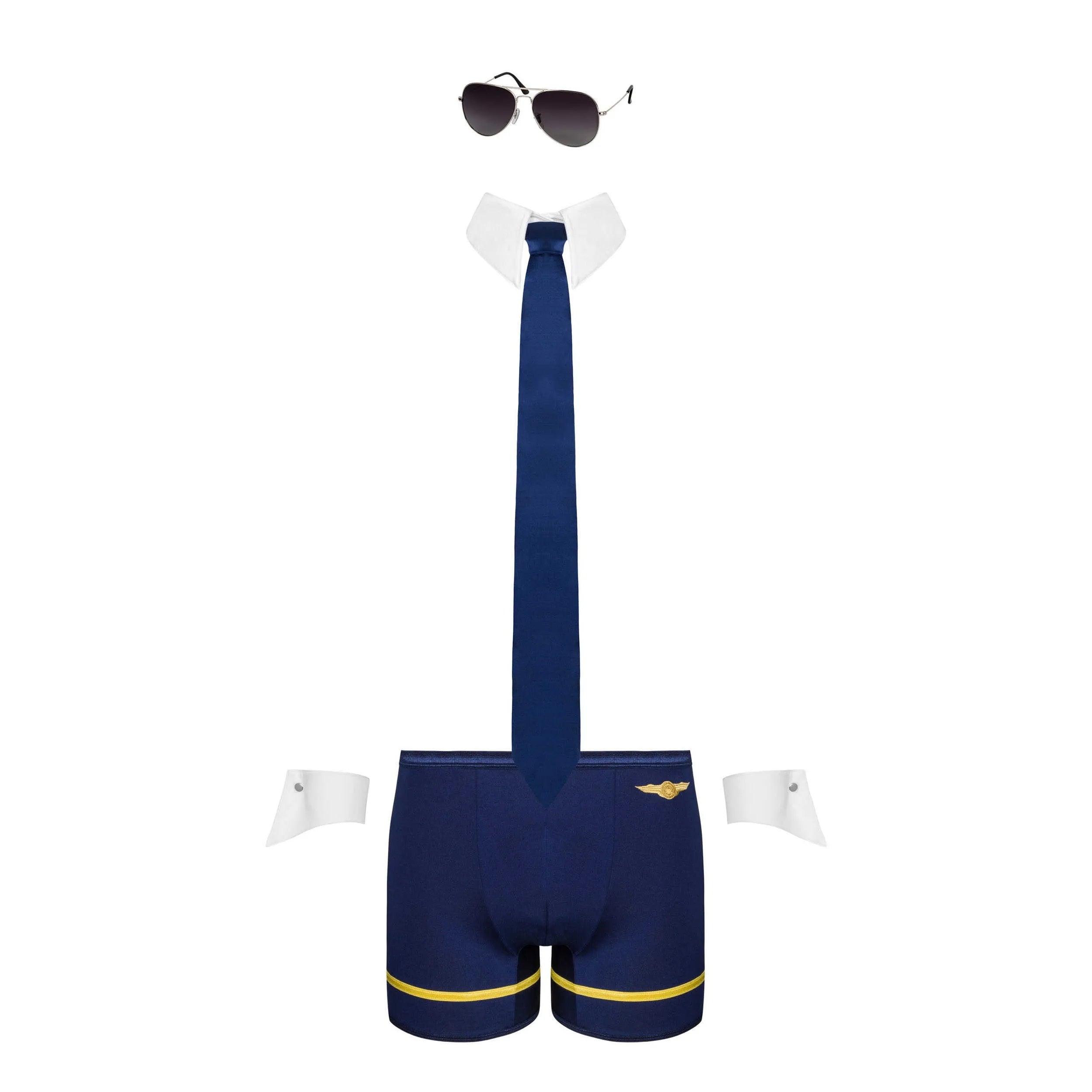Costume sexy pilote homme caleçon cravate lunettes jeu chambre adultes
