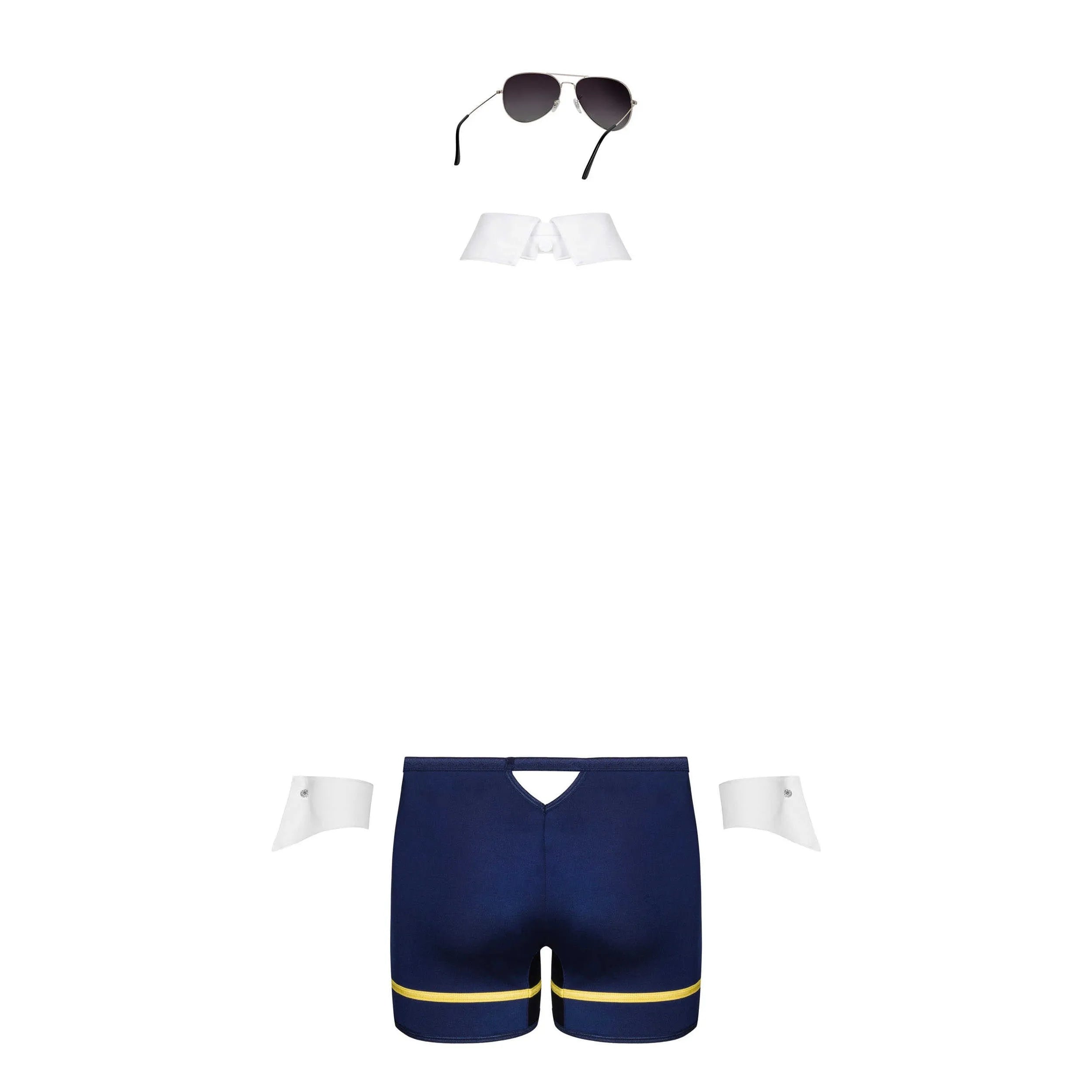 Costume sexy pilote homme caleçon cravate lunettes jeu chambre adultes