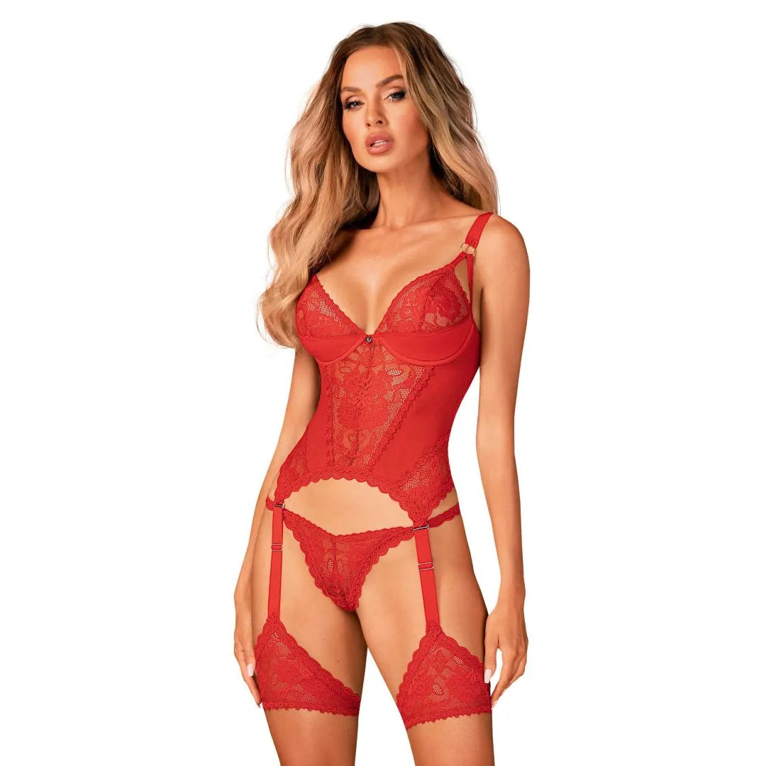 Belovya corset rouge sexy dentelle jarretelles amovibles soutien-gorge armatures