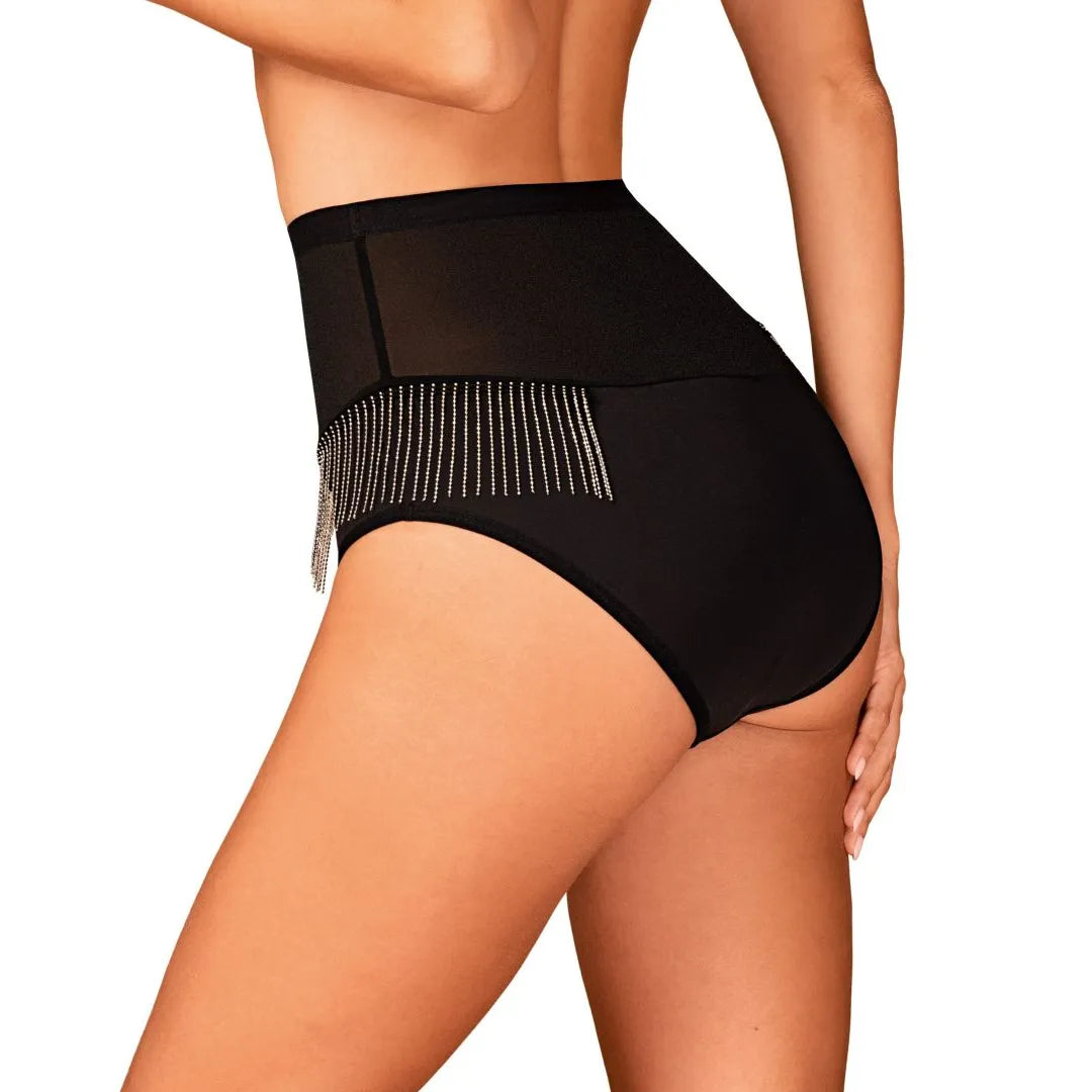 Milladis culotte taille haute sexy maille perles argentées élégante lingerie