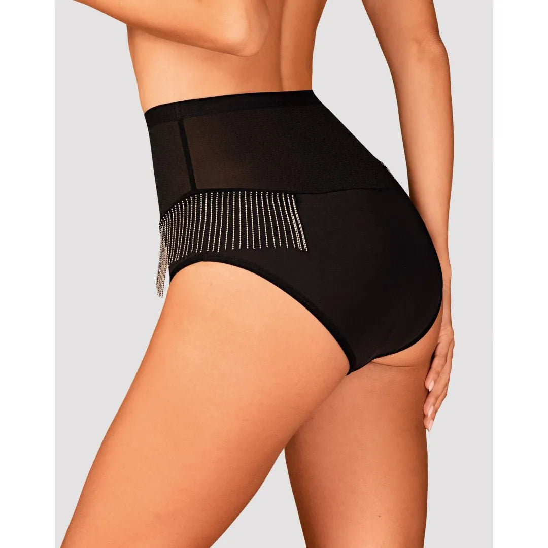 Milladis culotte taille haute sexy maille perles argentées élégante lingerie
