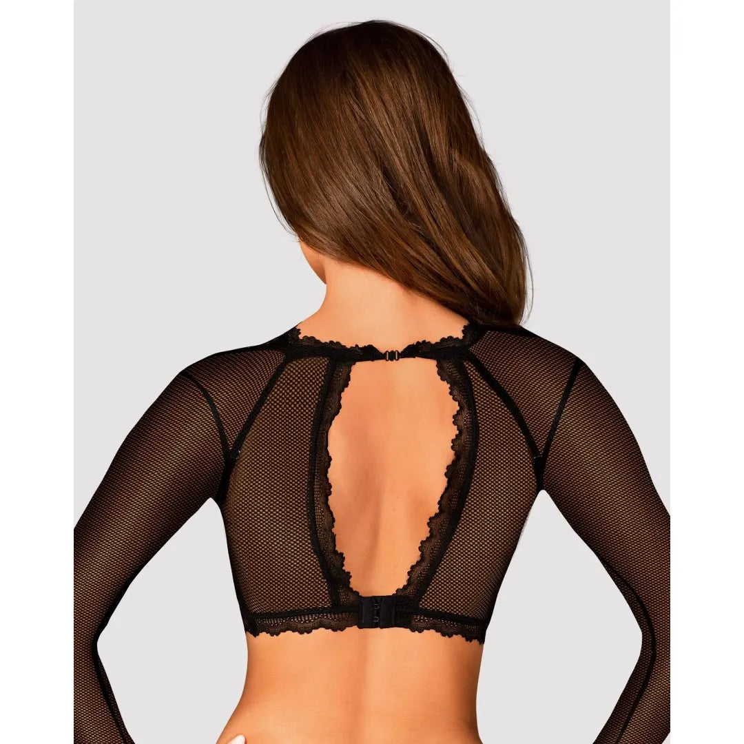 Top Mibelia lingerie manches longues bonnets ouverts design élégant sexy