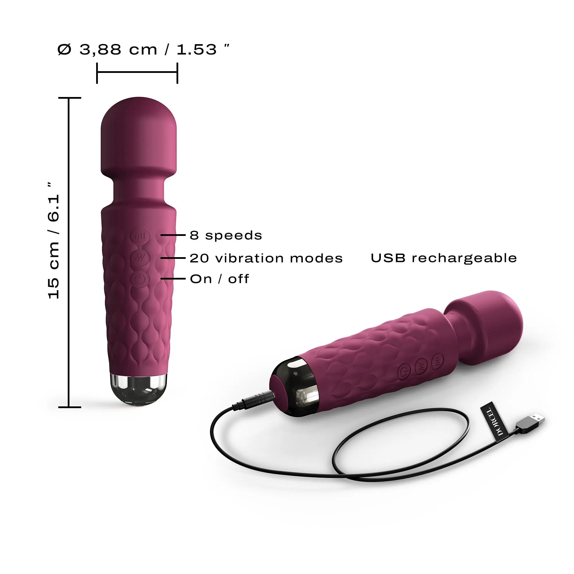 Mini Wanderful Dorcel Silicone Rechargeable Vibromasseur Voyage Prune Argent 20 Modes