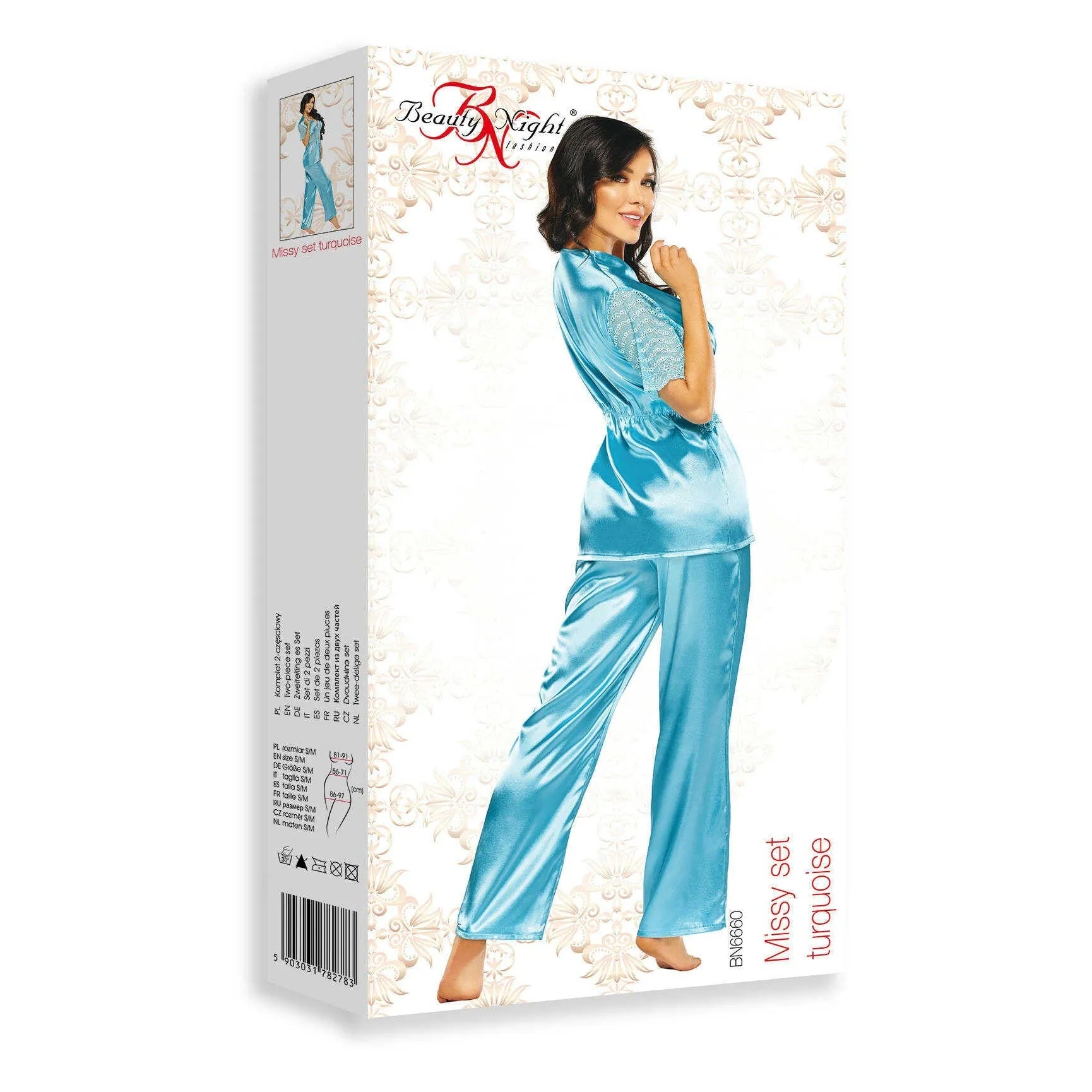 Ensemble lingerie Missy turquoise pour femme taille S/M L/XL polyamide élasthanne