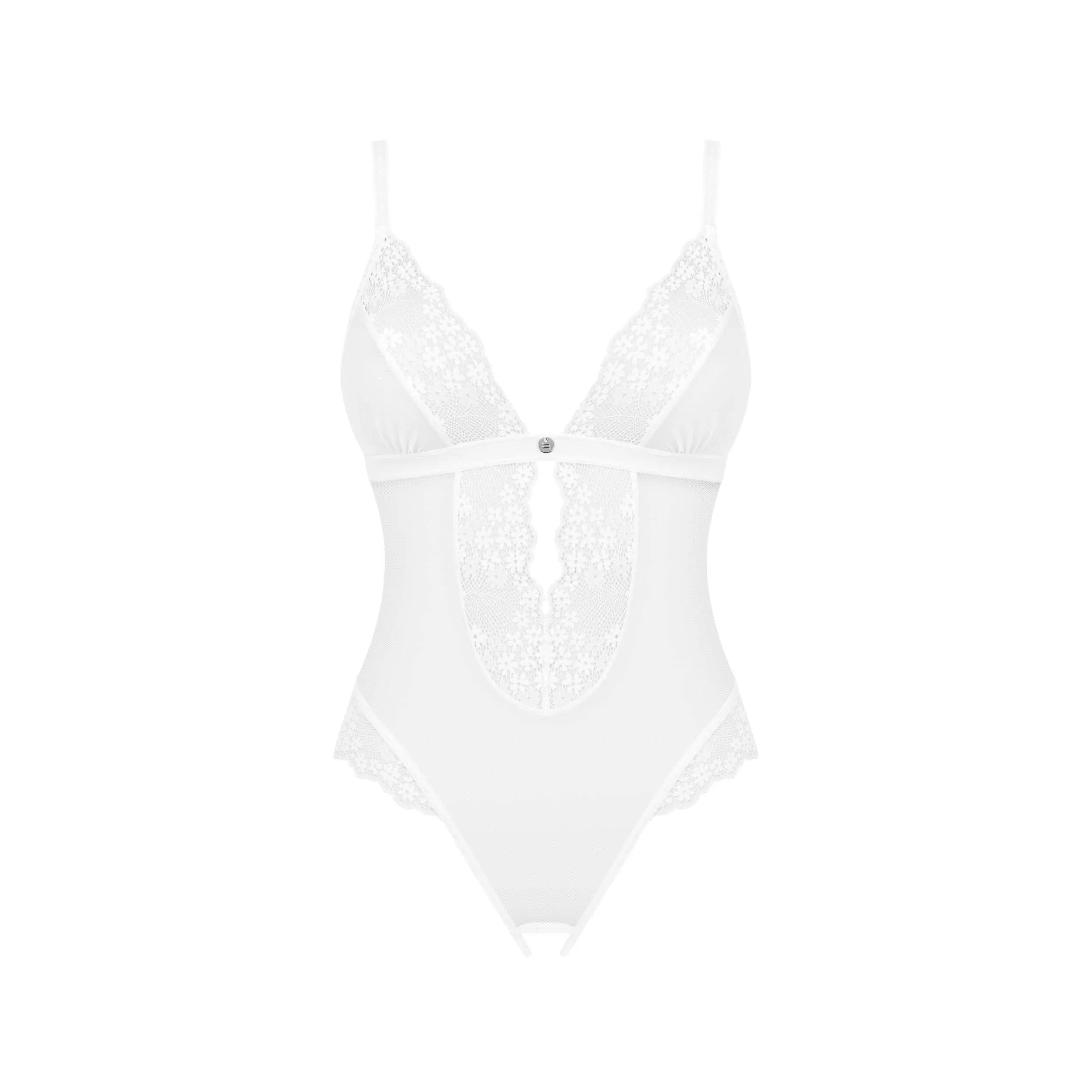 Heavenlly Body ouvert blanc teddy entrejambe ouvert bretelles réglables luxe