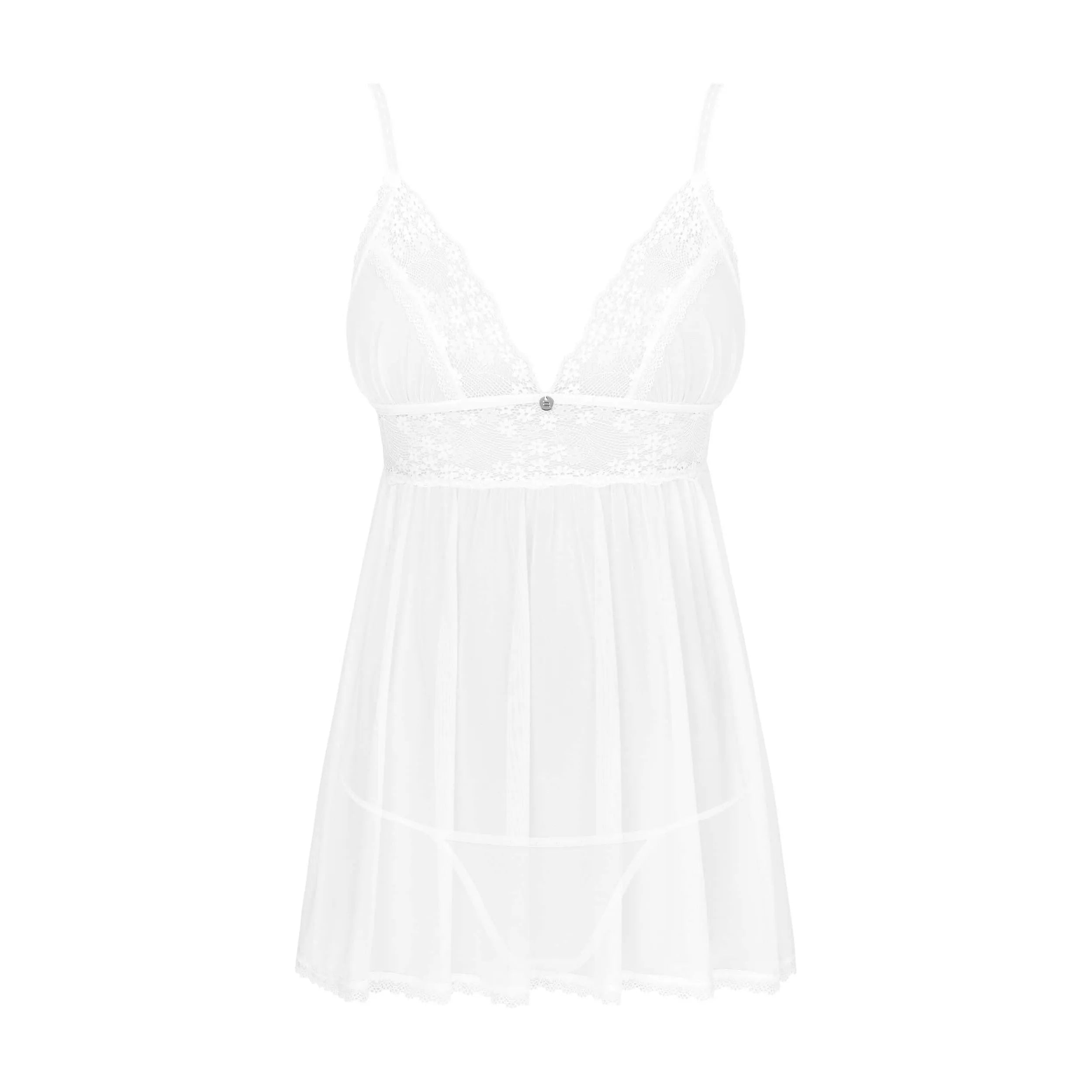 Heavenlly Babydoll Blanche Dentelle Florale Sexy Ajustable Nuit Sensuelle