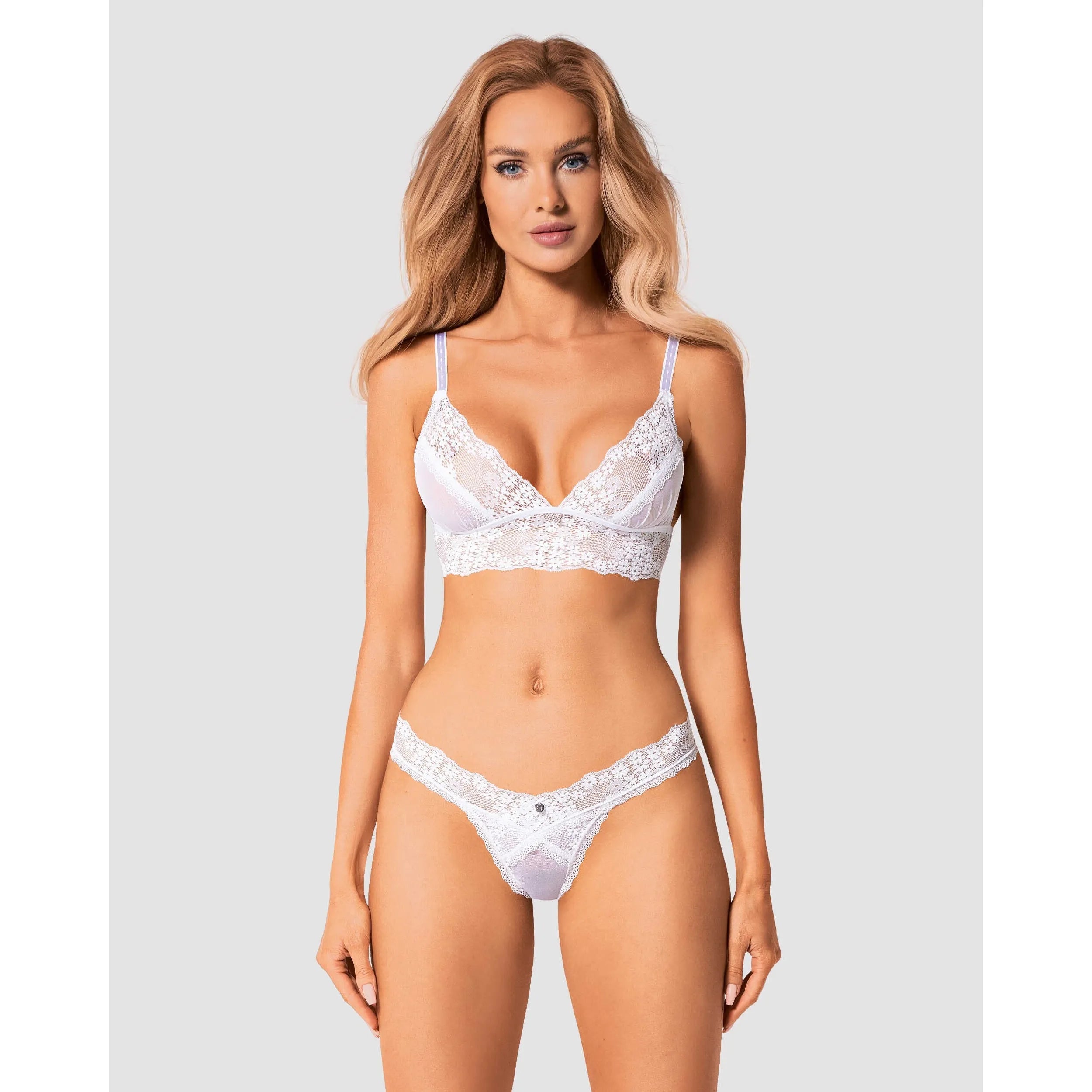 Heavenlly ensemble lingerie blanc dentelle fleurie légère été hiver sensuelle