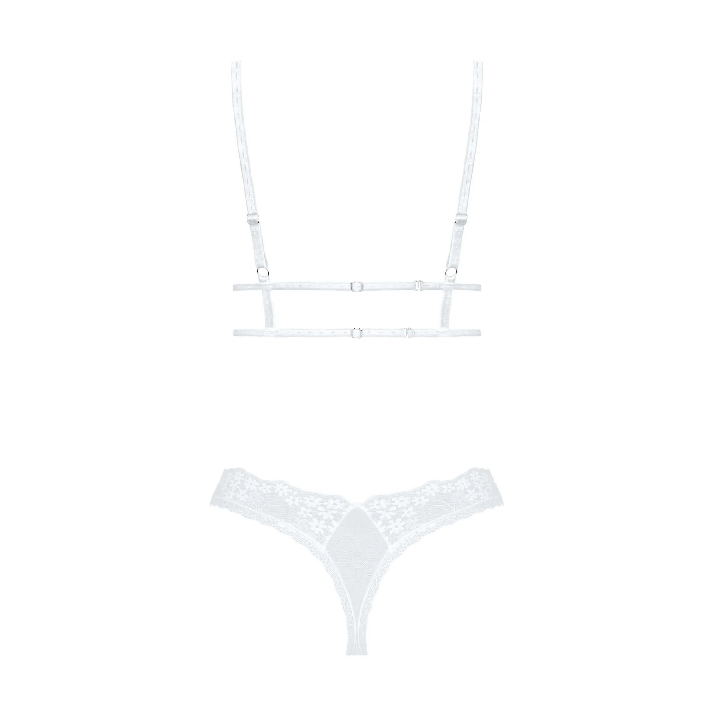 Heavenlly ensemble lingerie blanc dentelle fleurie légère été hiver sensuelle
