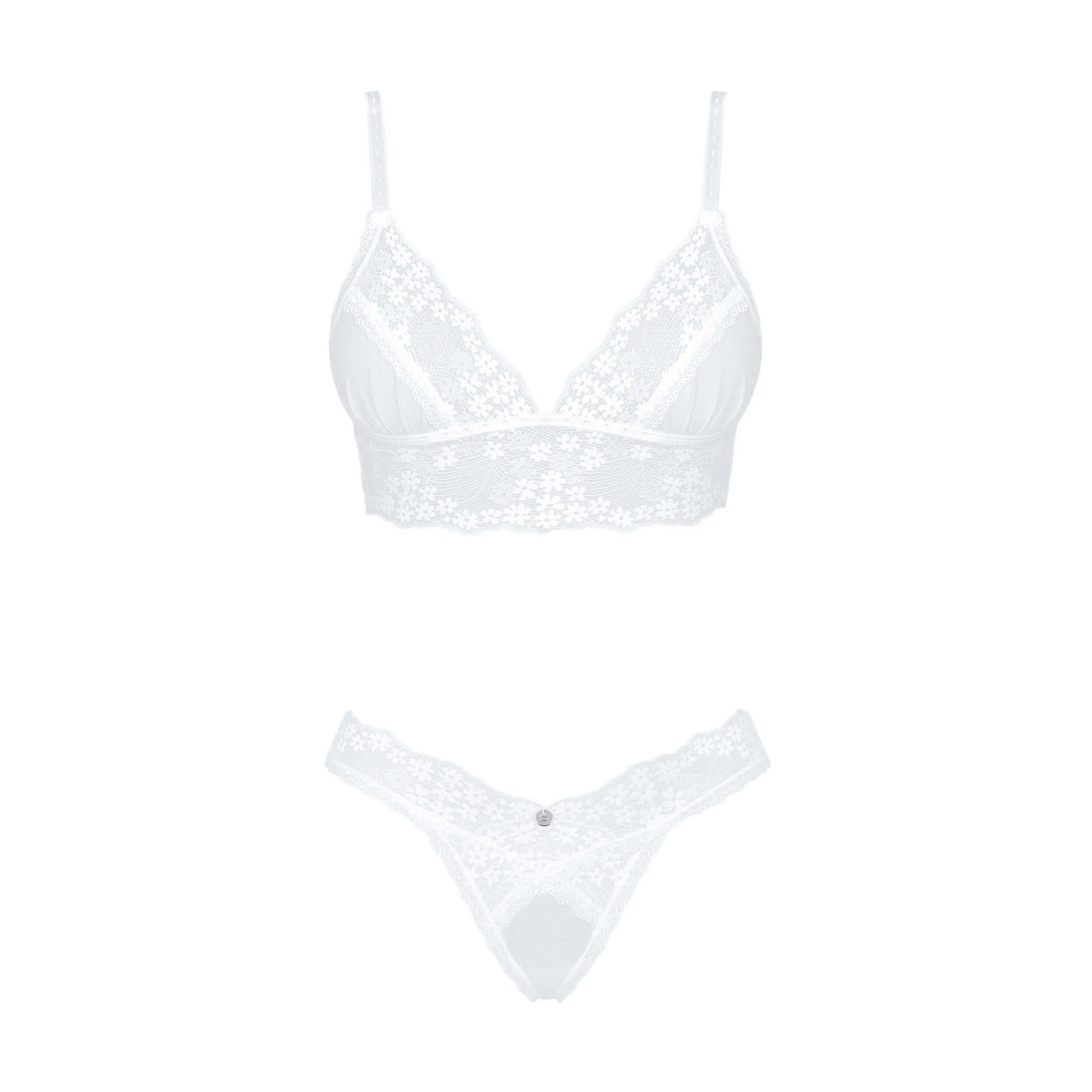 Heavenlly ensemble lingerie blanc dentelle fleurie légère été hiver sensuelle