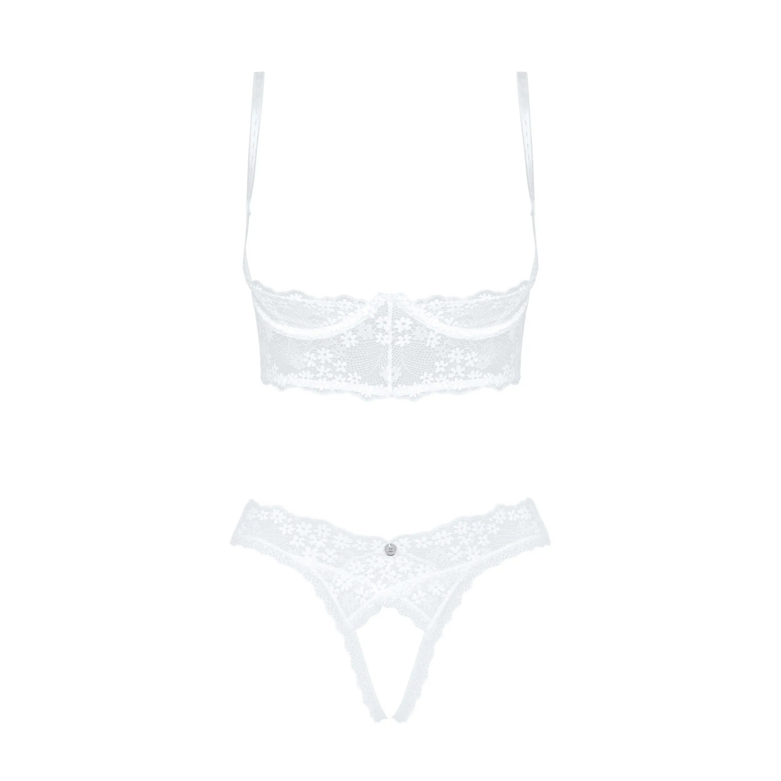 Heavenlly lingerie sexy bonnets ouverts string entrejambe ouvert blanc