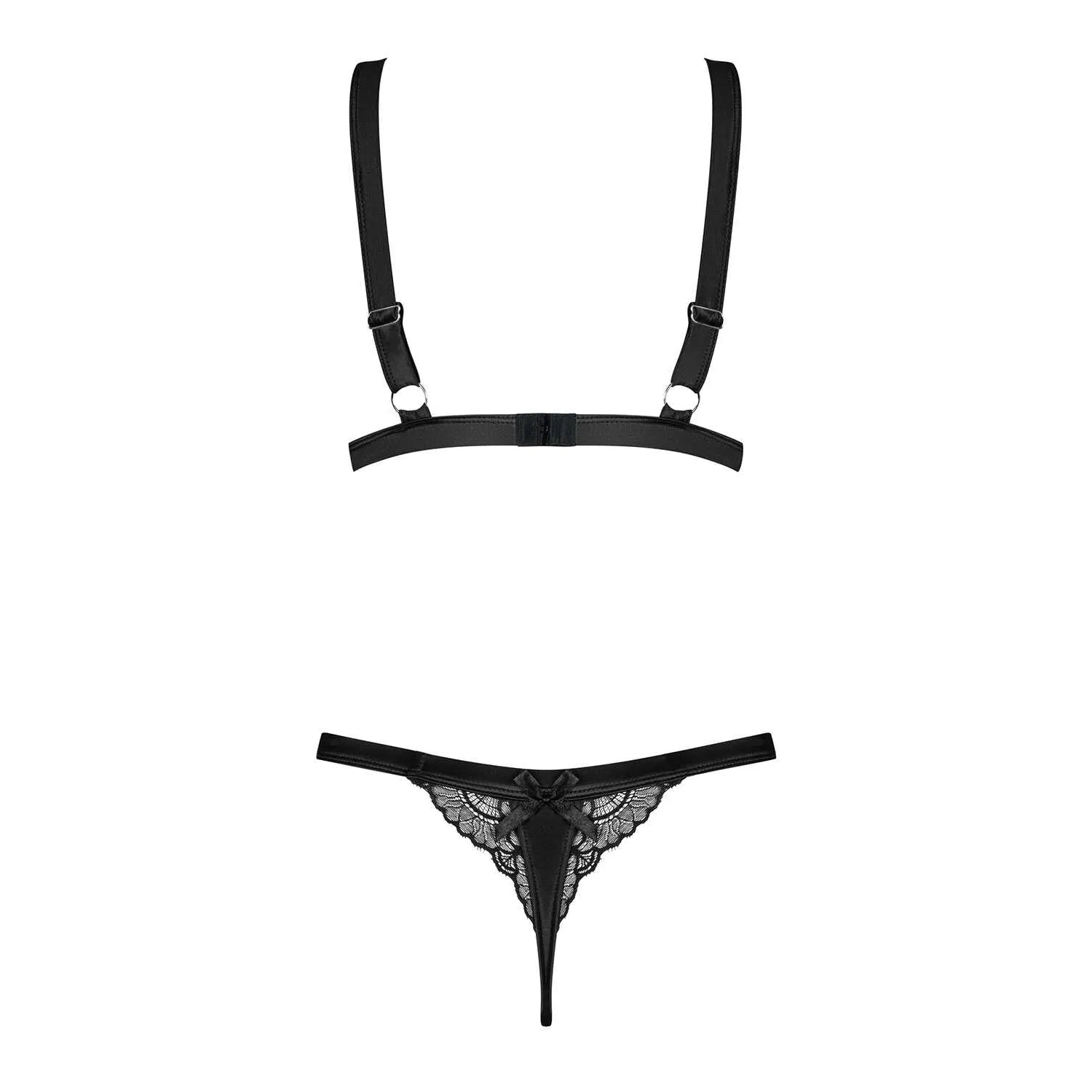 Ensemble lingerie satin noir dentelle ajustable confort sexy automne