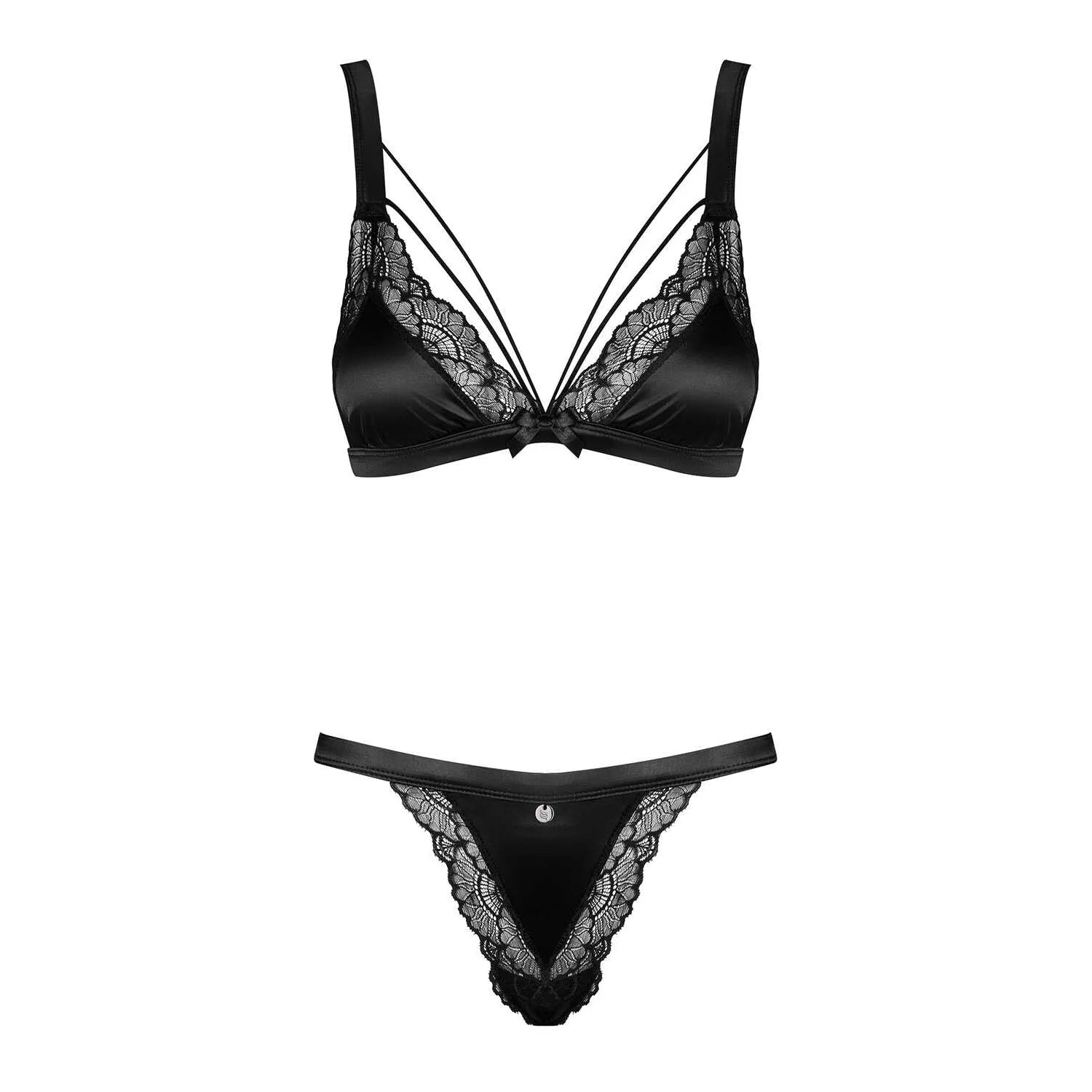 Ensemble lingerie satin noir dentelle ajustable confort sexy automne