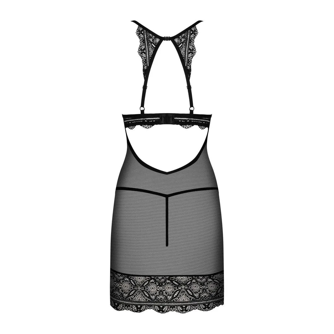 Nuisette noire sexy Renelia soutien-gorge rembourré ajustable bijoux élégante