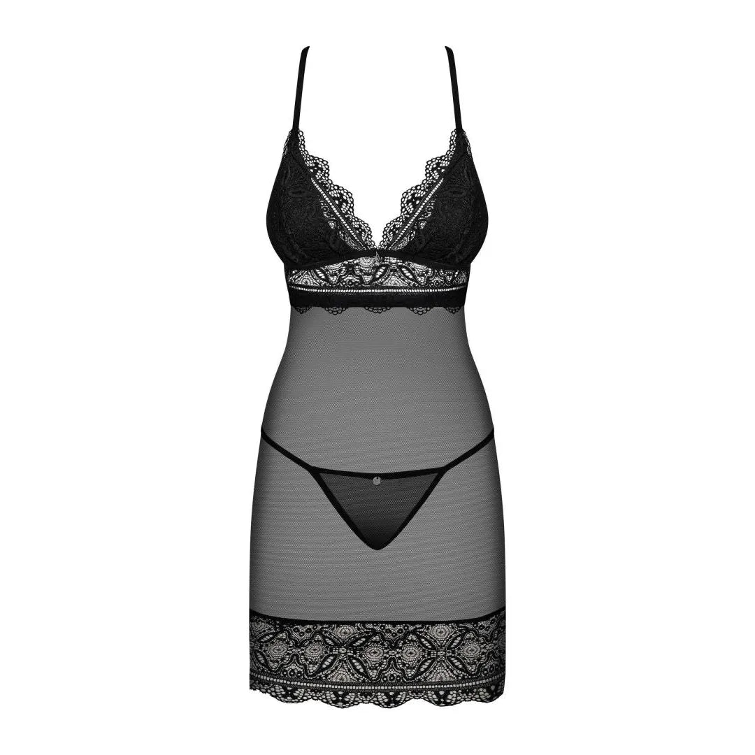 Nuisette noire sexy Renelia soutien-gorge rembourré ajustable bijoux élégante