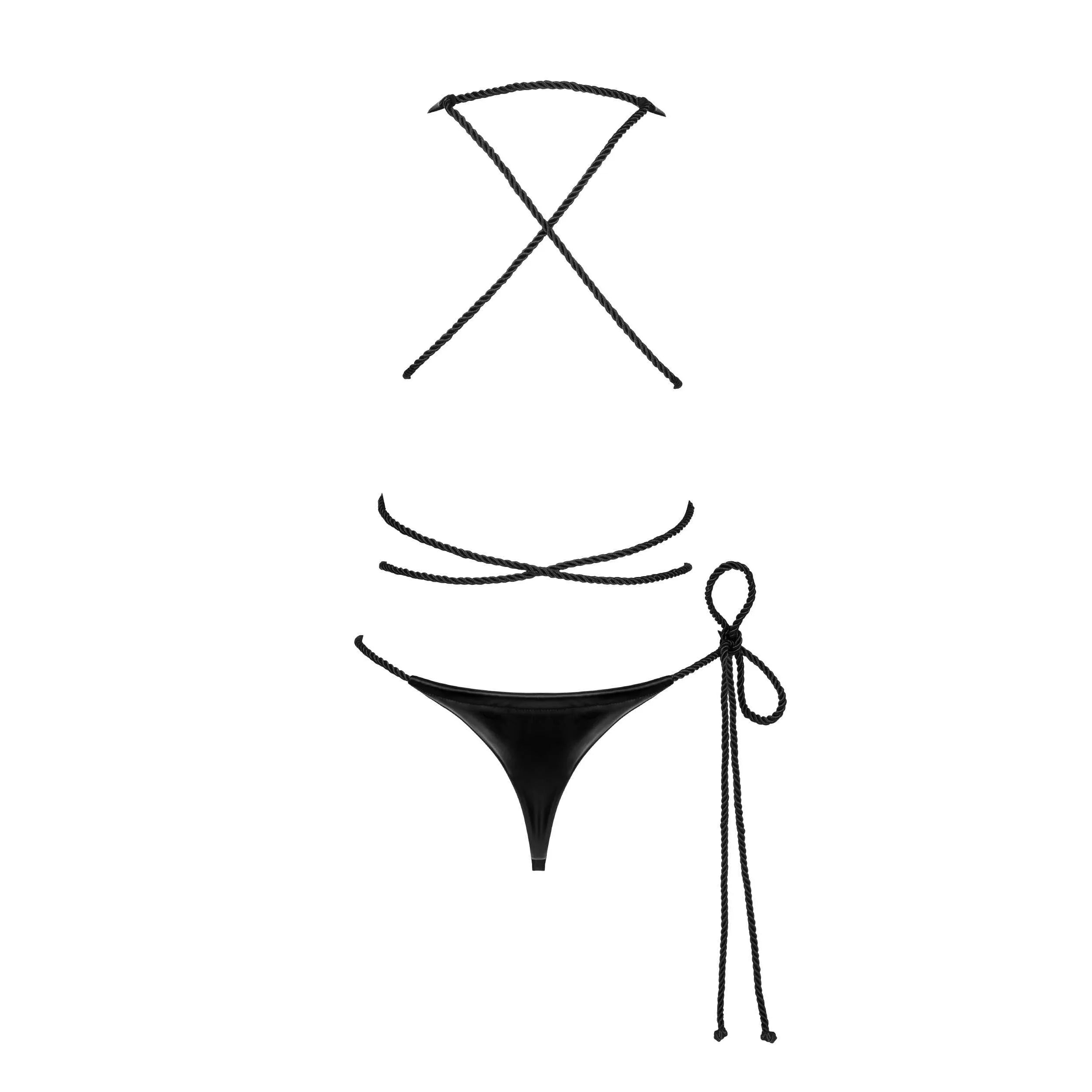 Body ouvert noir wetlook, coupe flatteuse, tissu effet mouillé, design sensuel, lingerie audacieuse et captivante.