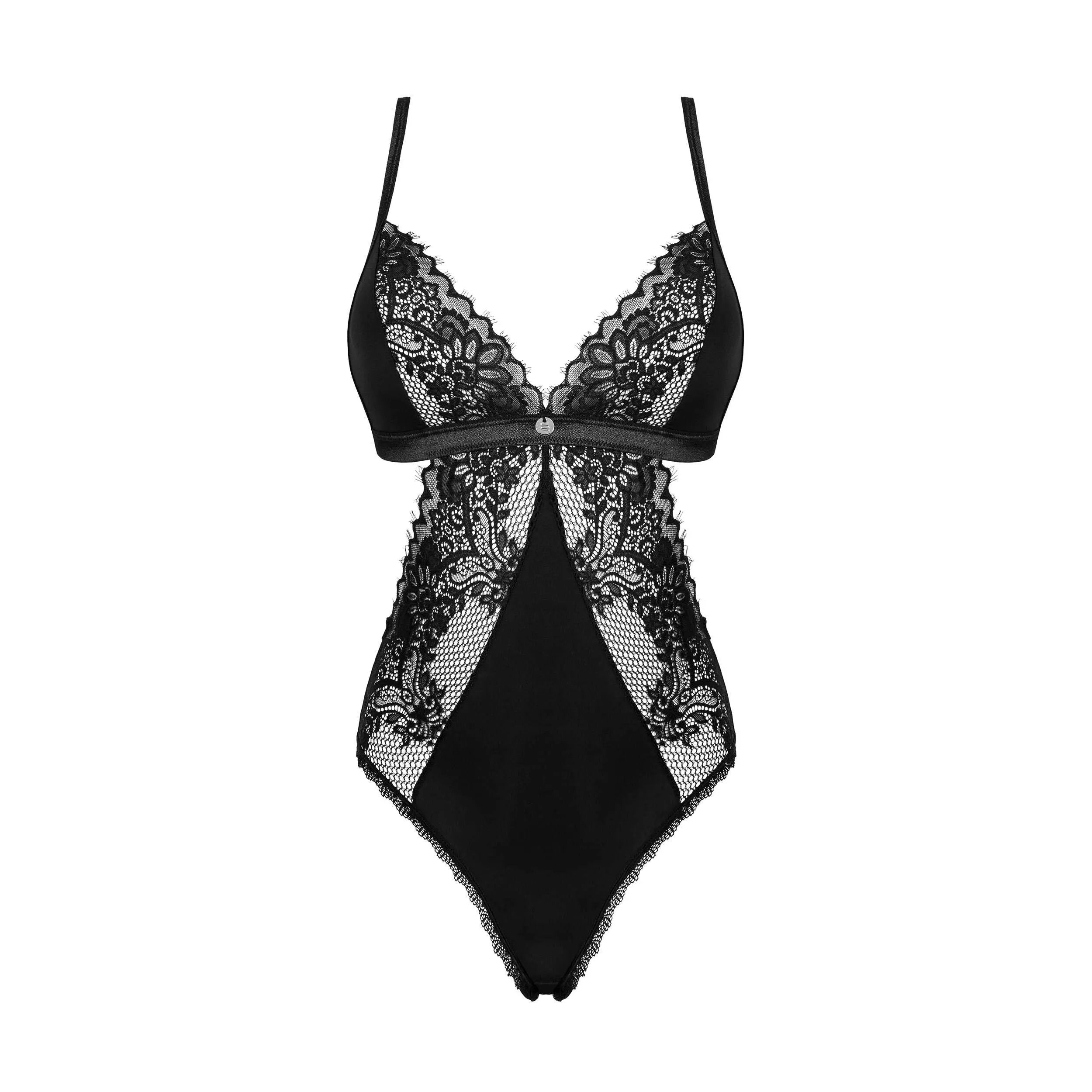 Maderris teddy noir sexy ajustable dentelle mesh pendants brillants