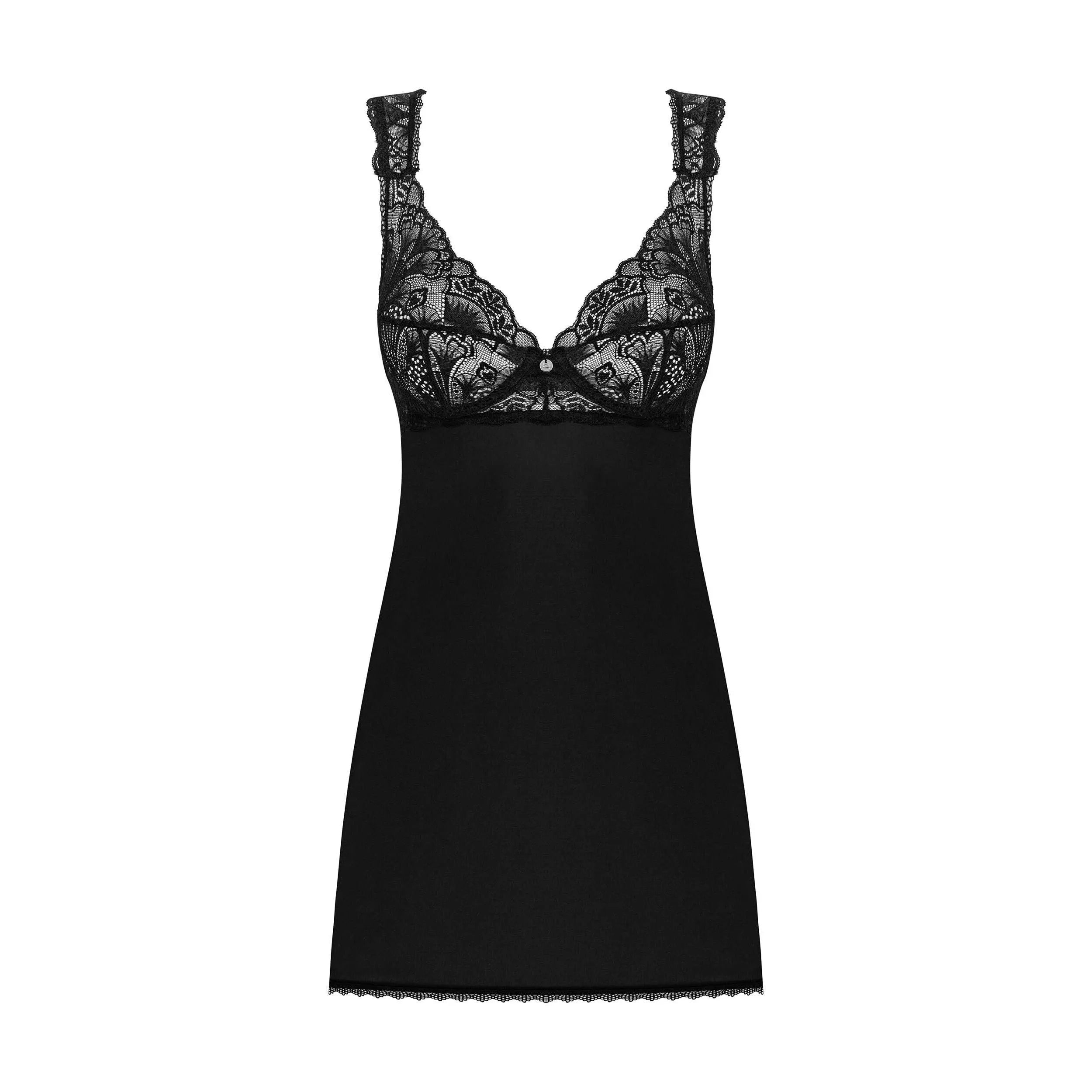 Nuisette Donna Dream sexy noire avec string dentelle ajustable élégante