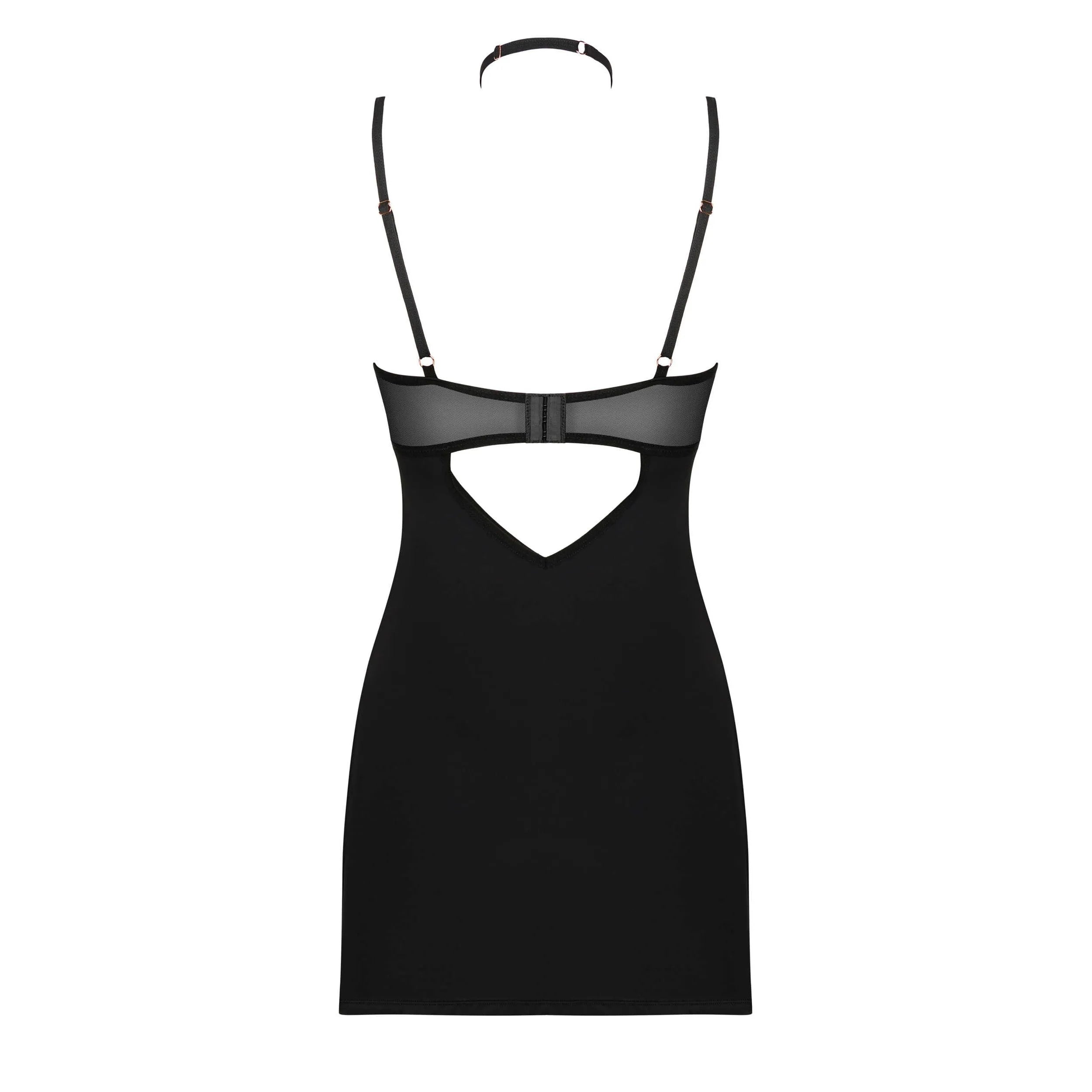 Nuisette string noire Selinne confort ajustable bretelles armatures or rose