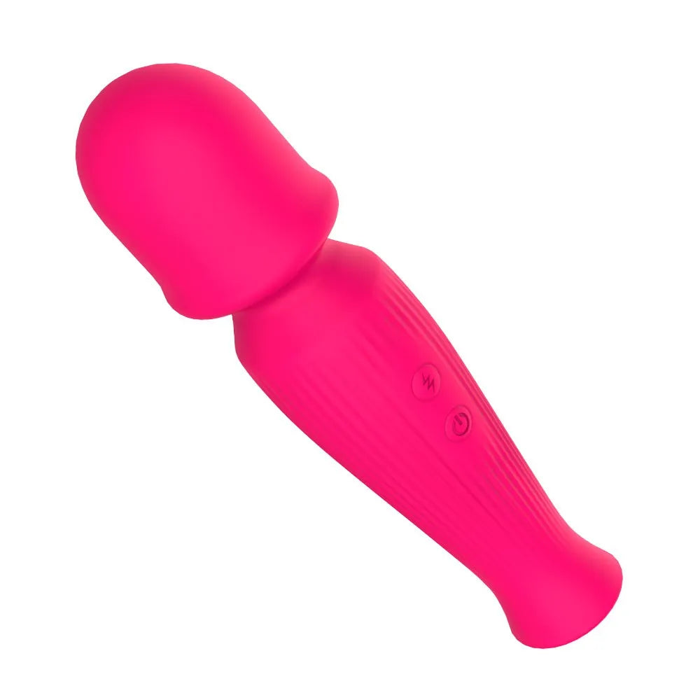 Wand massager ergonomique rose fuchsia 10 modes vibration silicone étanche USB