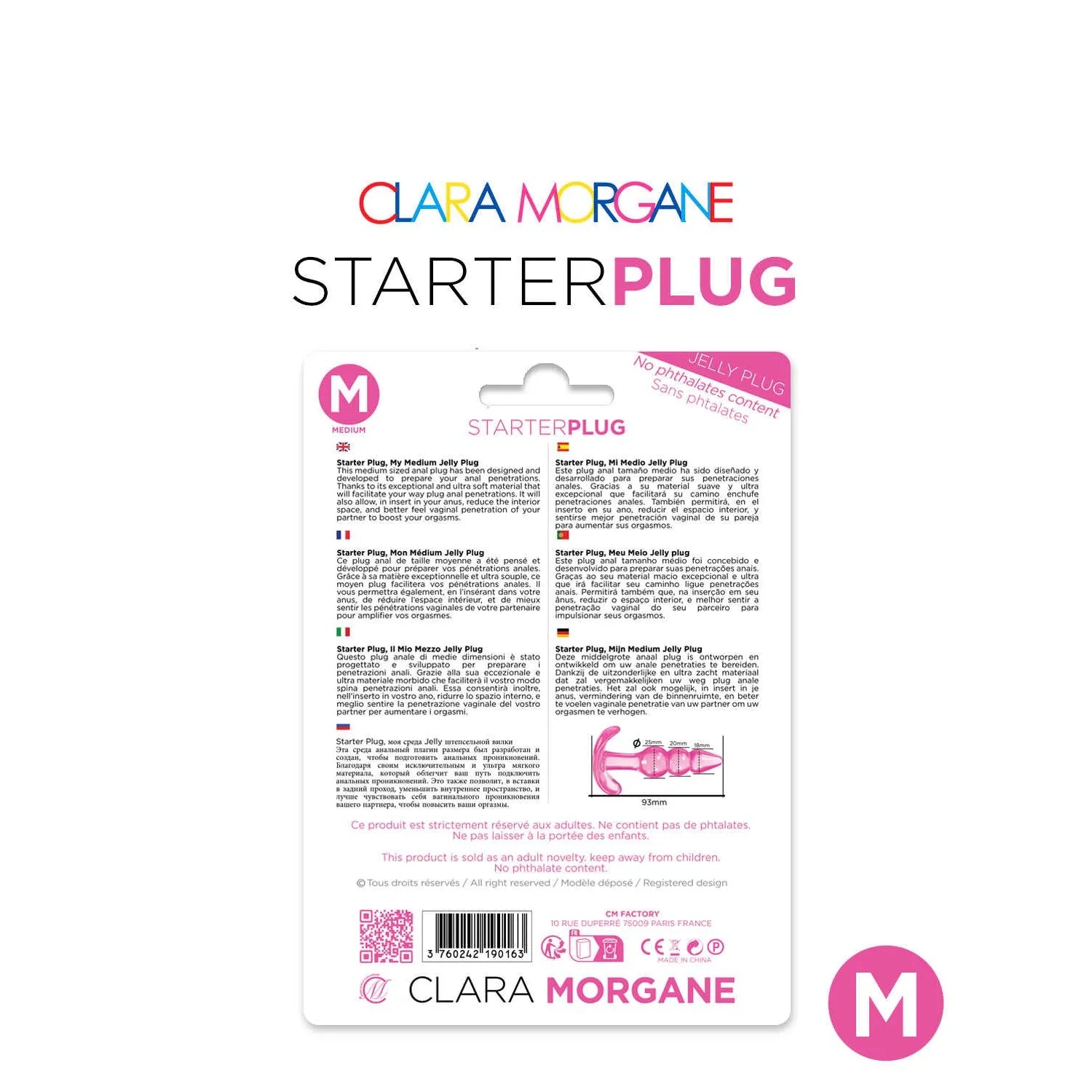 Starter plug anal jelly waterproof sans phtalates rose Clara Morgane