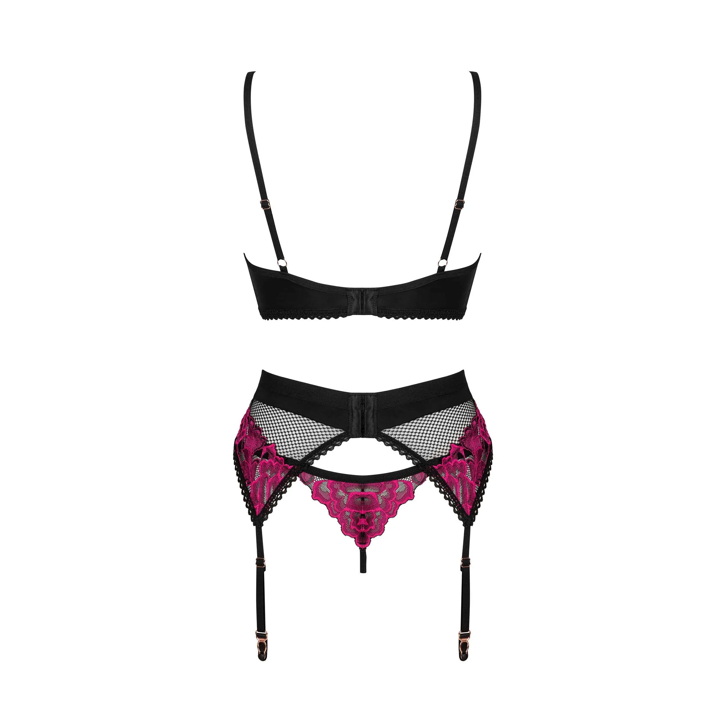 Rosenty ensemble 3 pièces lingerie motif floral noir ajustement parfait