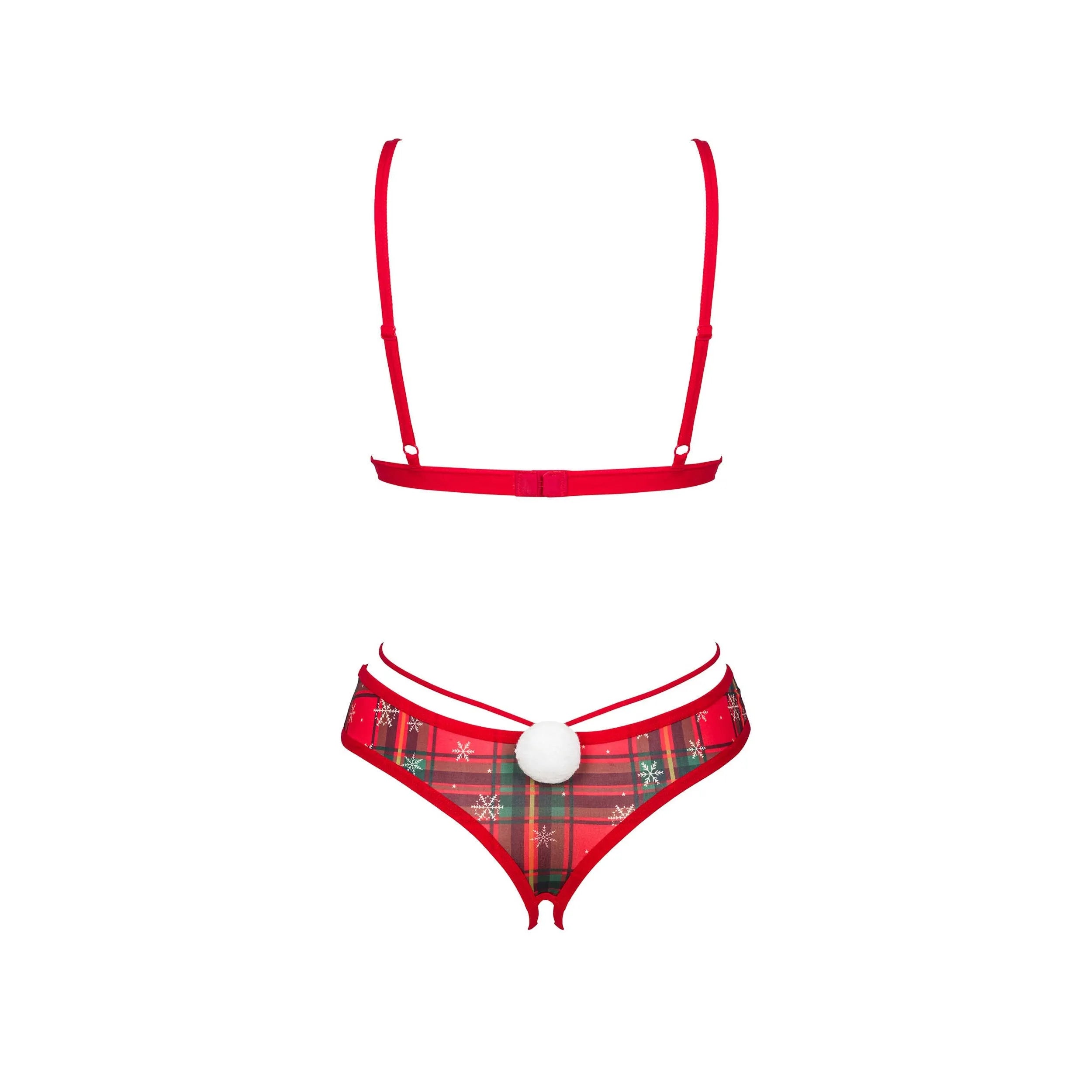Ms Merrilo ensemble lingerie rouge Noël bretelles réglables pendentif or confort