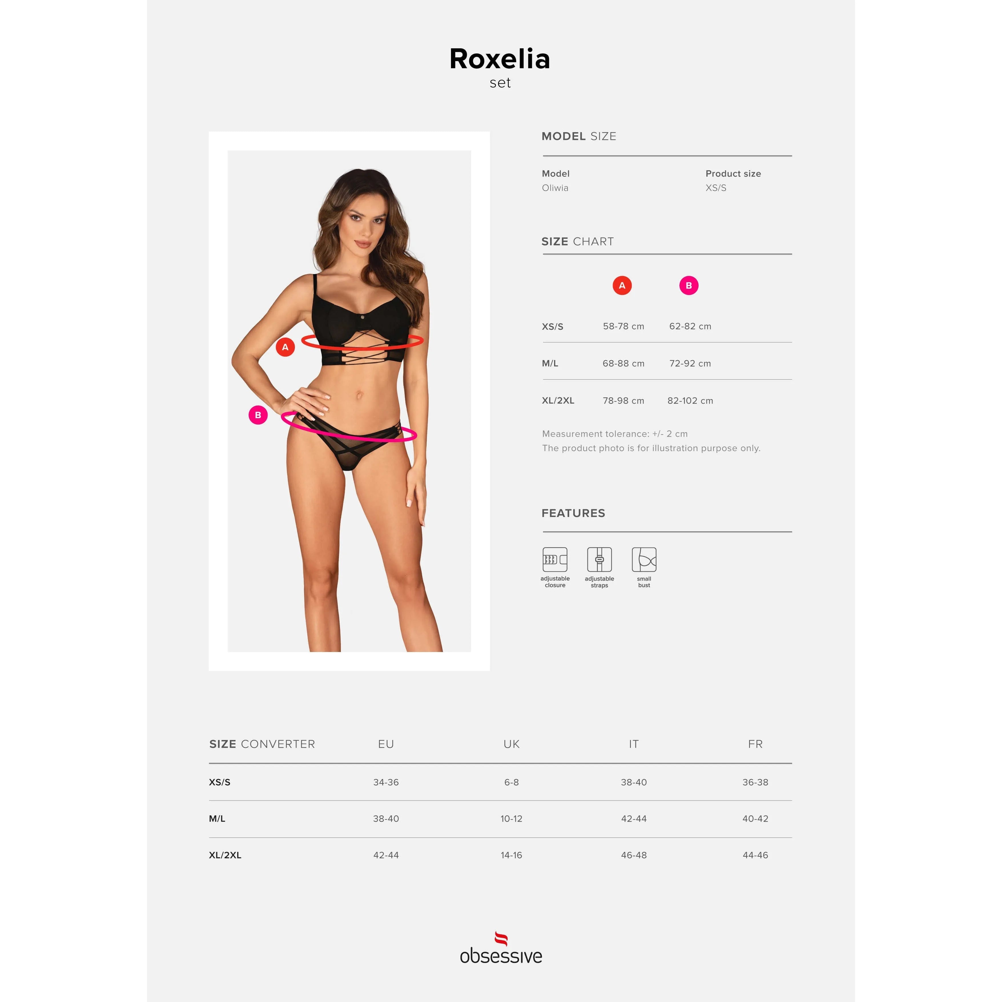 Roxelia ensemble lingerie noir détails design bretelles réglables confort ajustement parfait