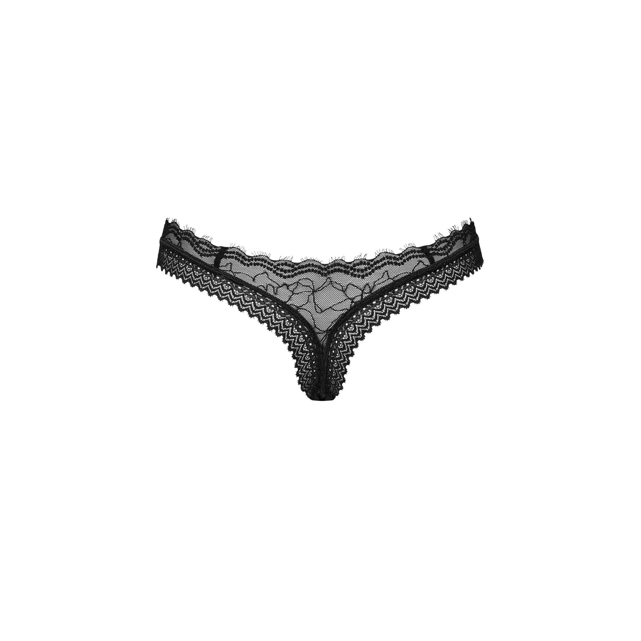 String dentelle noire élégante avec pendentif argent confort élastique