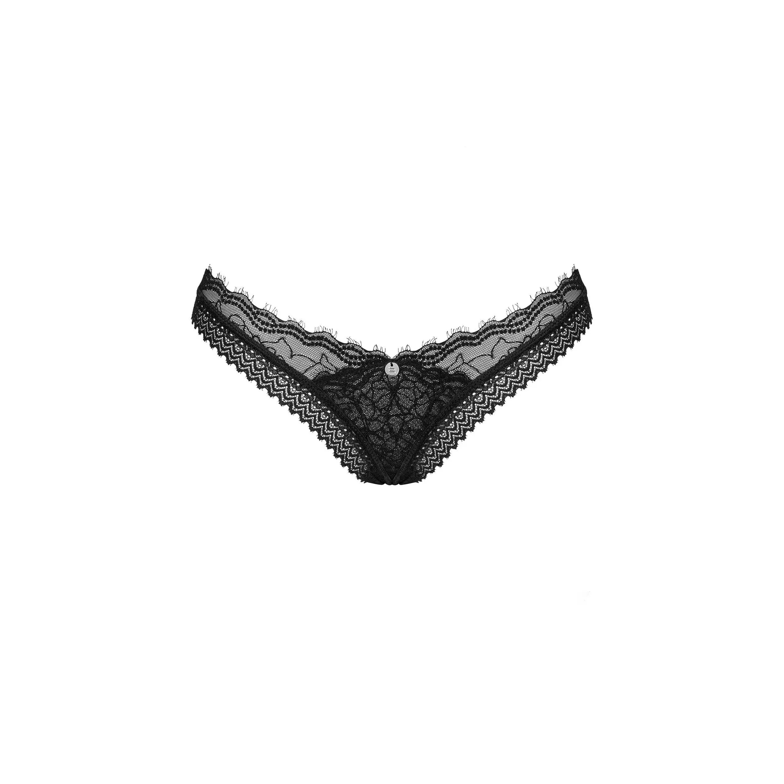 String dentelle noire élégante avec pendentif argent confort élastique