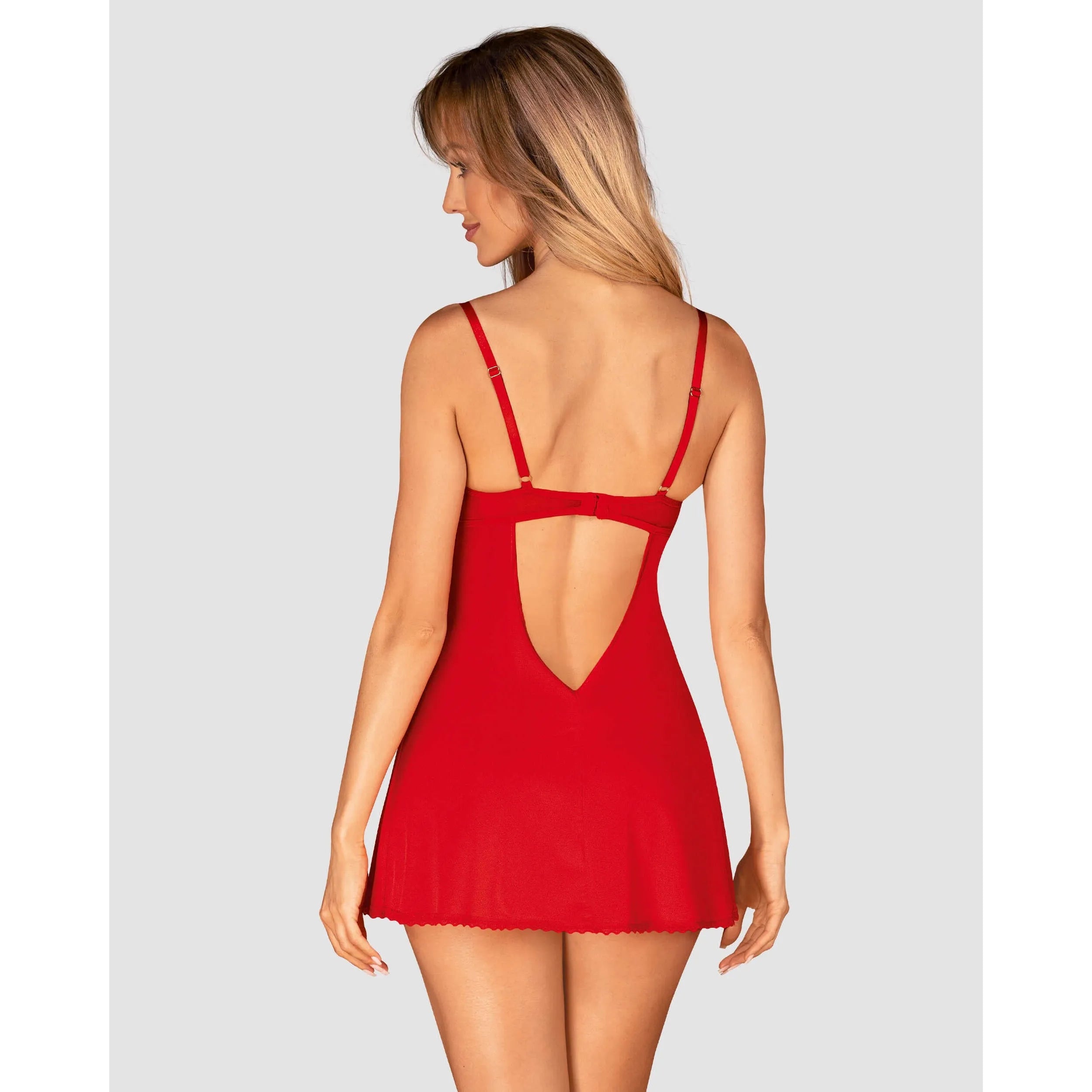 Nuisette rouge dentelle empiècements bonnets rembourrés ajustement confortable élégante