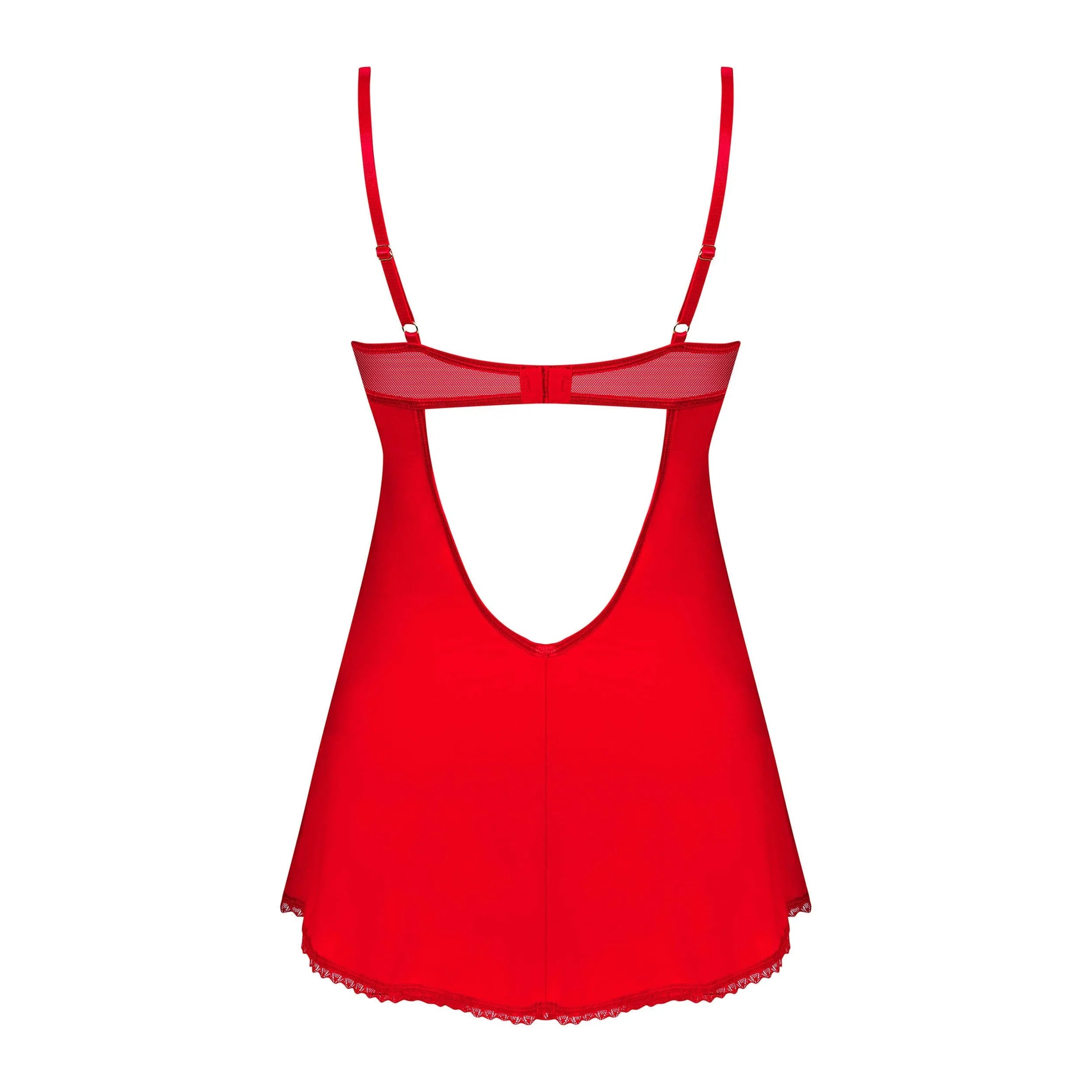 Nuisette rouge dentelle empiècements bonnets rembourrés ajustement confortable élégante