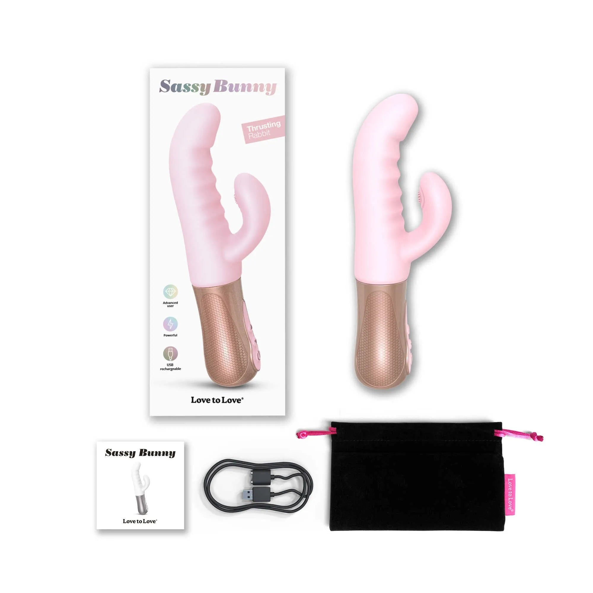 Vibromasseur Rabbit Sassy Bunny Baby Pink double stimulation puissant silicone liquide