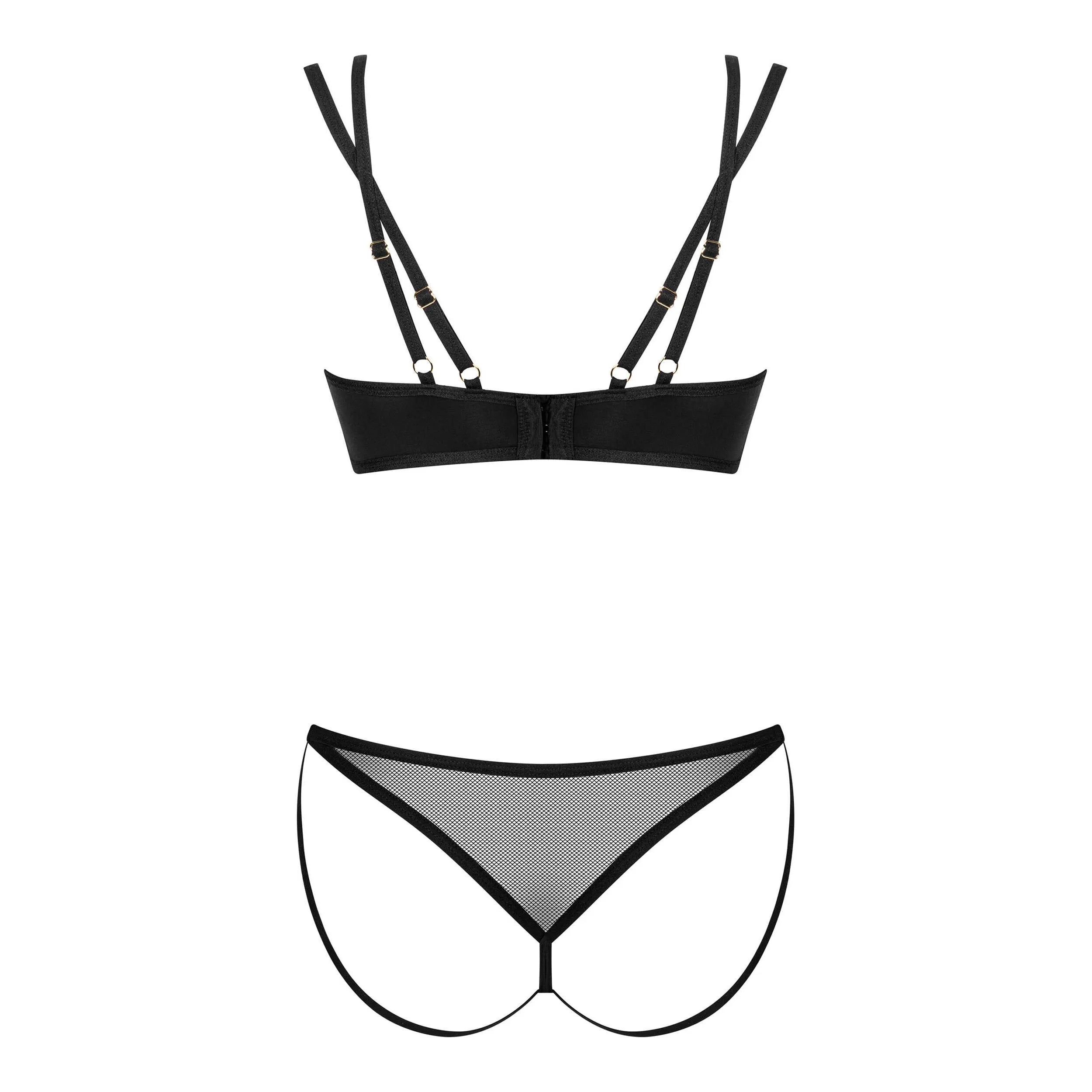 ensemble lingerie noir deux pièces tissu maille transparente ajustement parfait