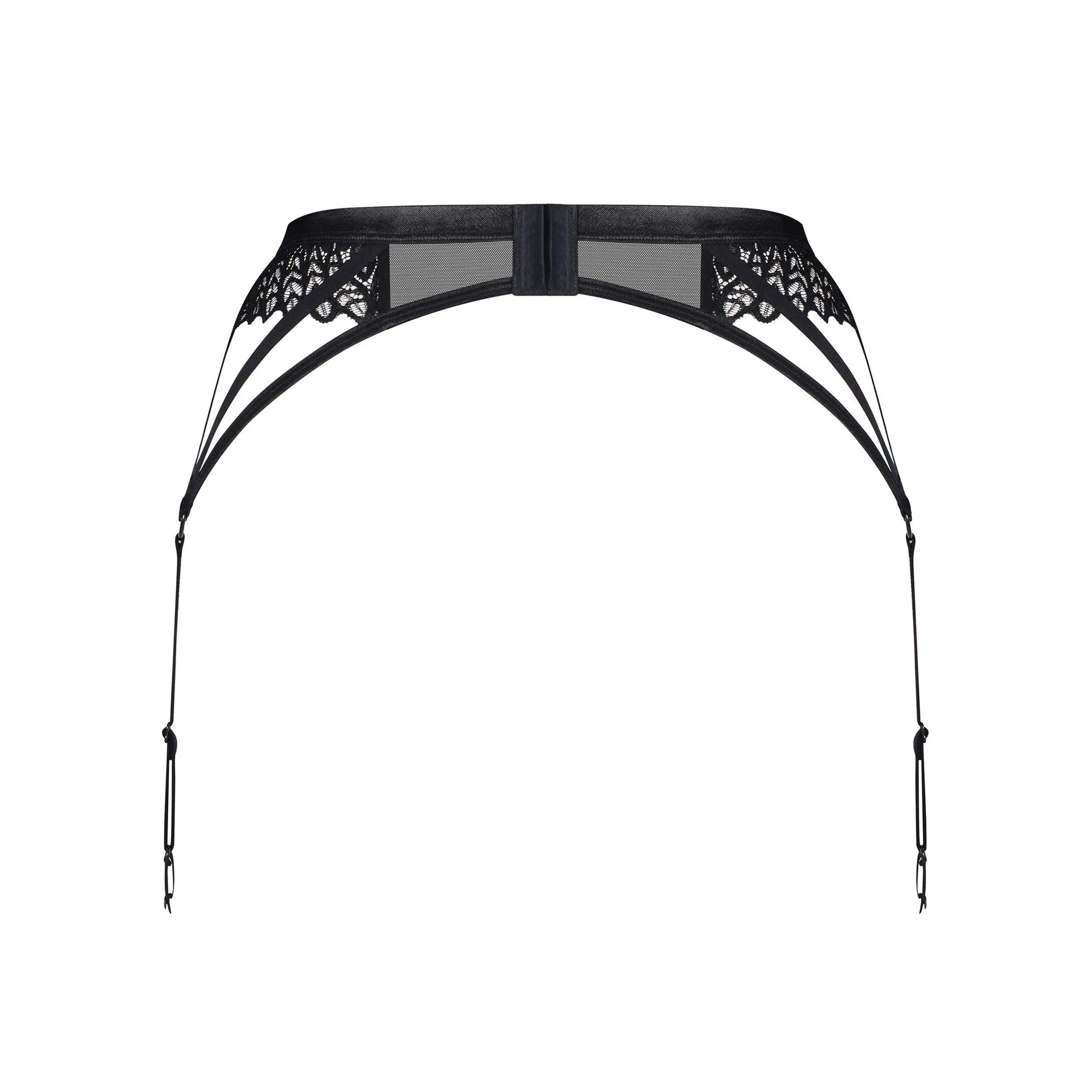 Donarella porte-jarretelles noir minimaliste avec sangle réglable pendentif brillant