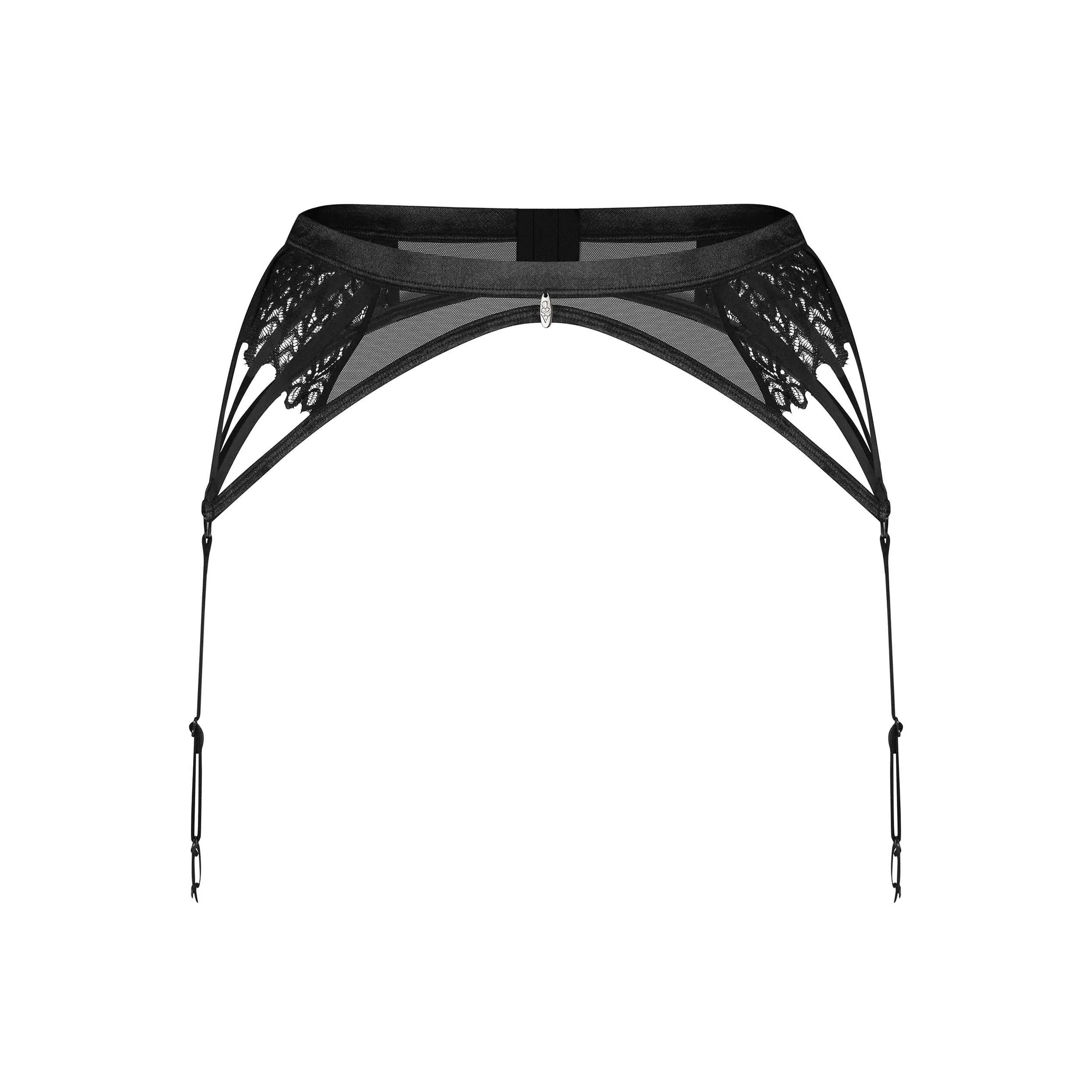 Donarella porte-jarretelles noir minimaliste avec sangle réglable pendentif brillant