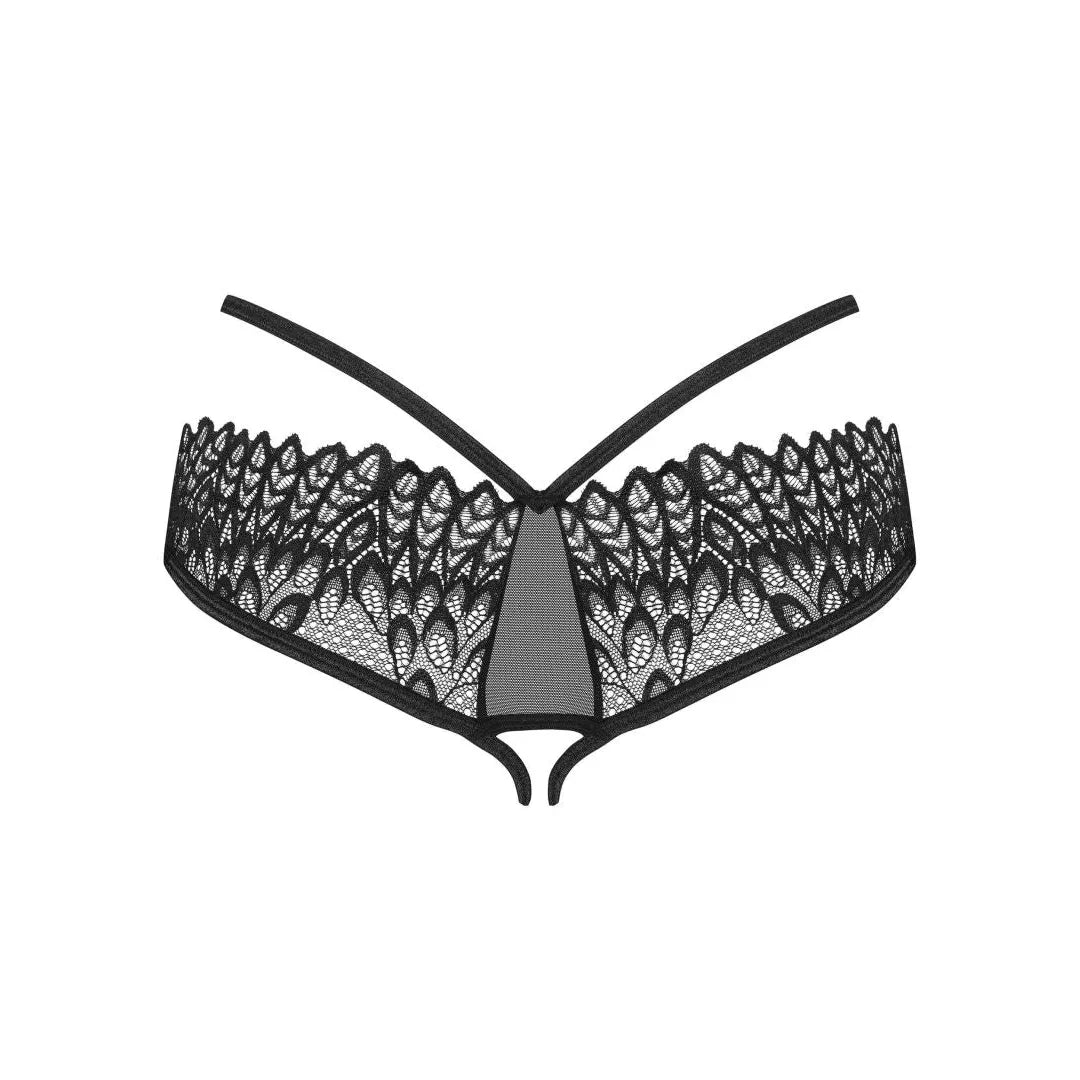Culotte ouverte noire en dentelle avec strass, design sexy et élégant, confort optimal pour femme, marque Donarella.