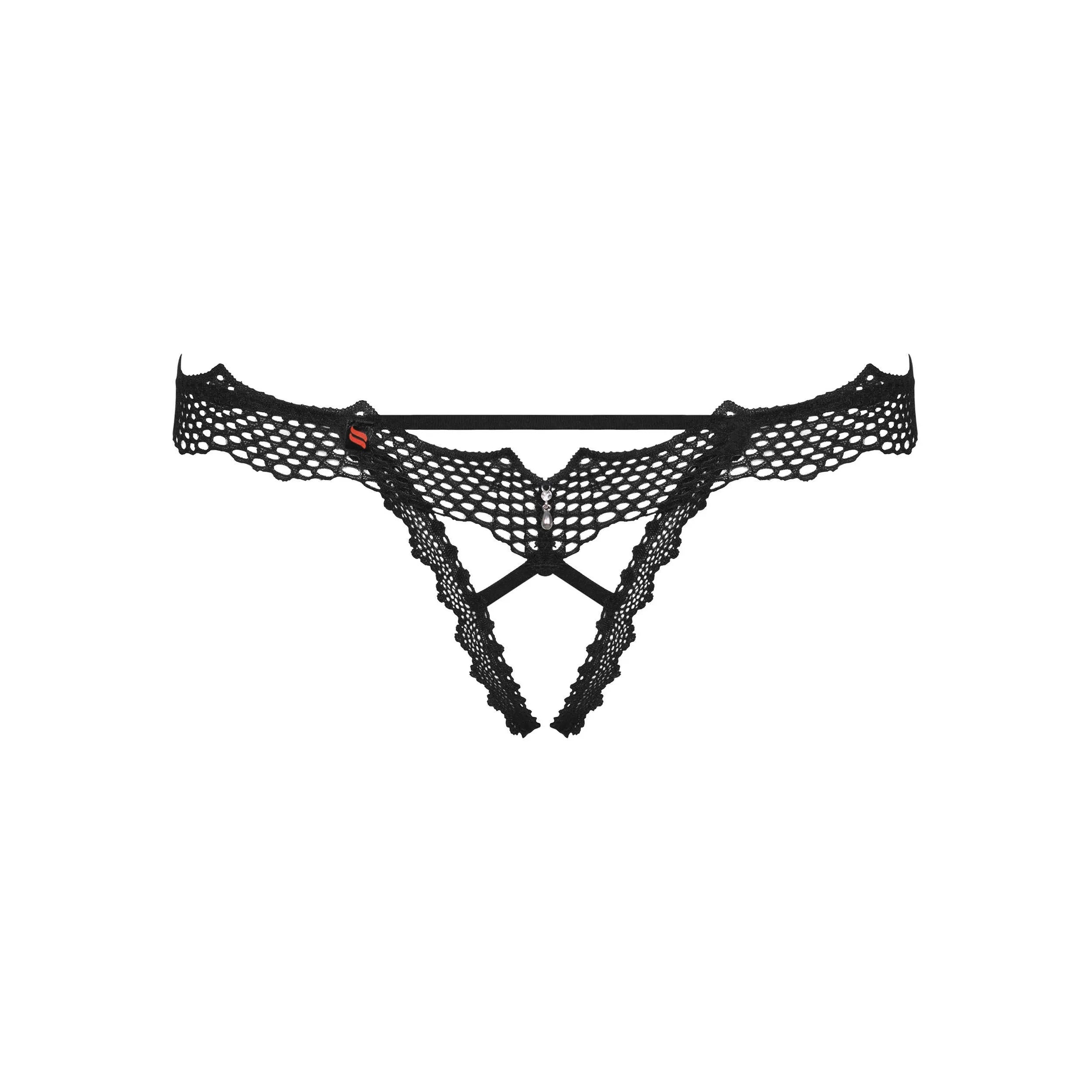 String ouvert noir sexy Bravelle maille douce entrejambe ouvert féminin