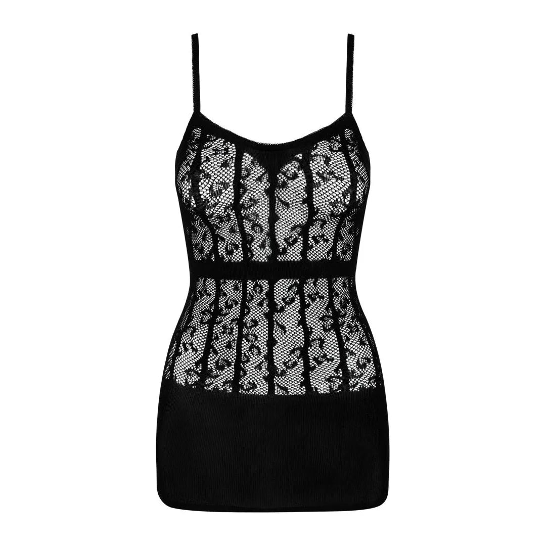 Robe courte florale noire sexy ajourée lignes amincissantes confort extensible