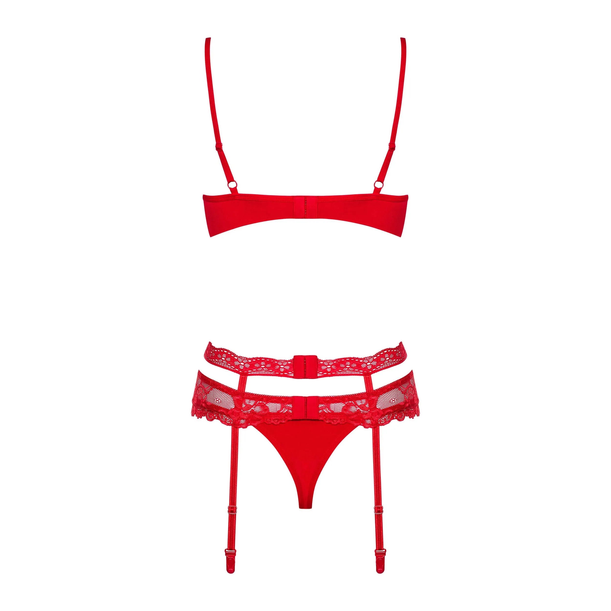Ensemble lingerie sexy rouge dentelle strass cadeau Saint Valentin Heartina