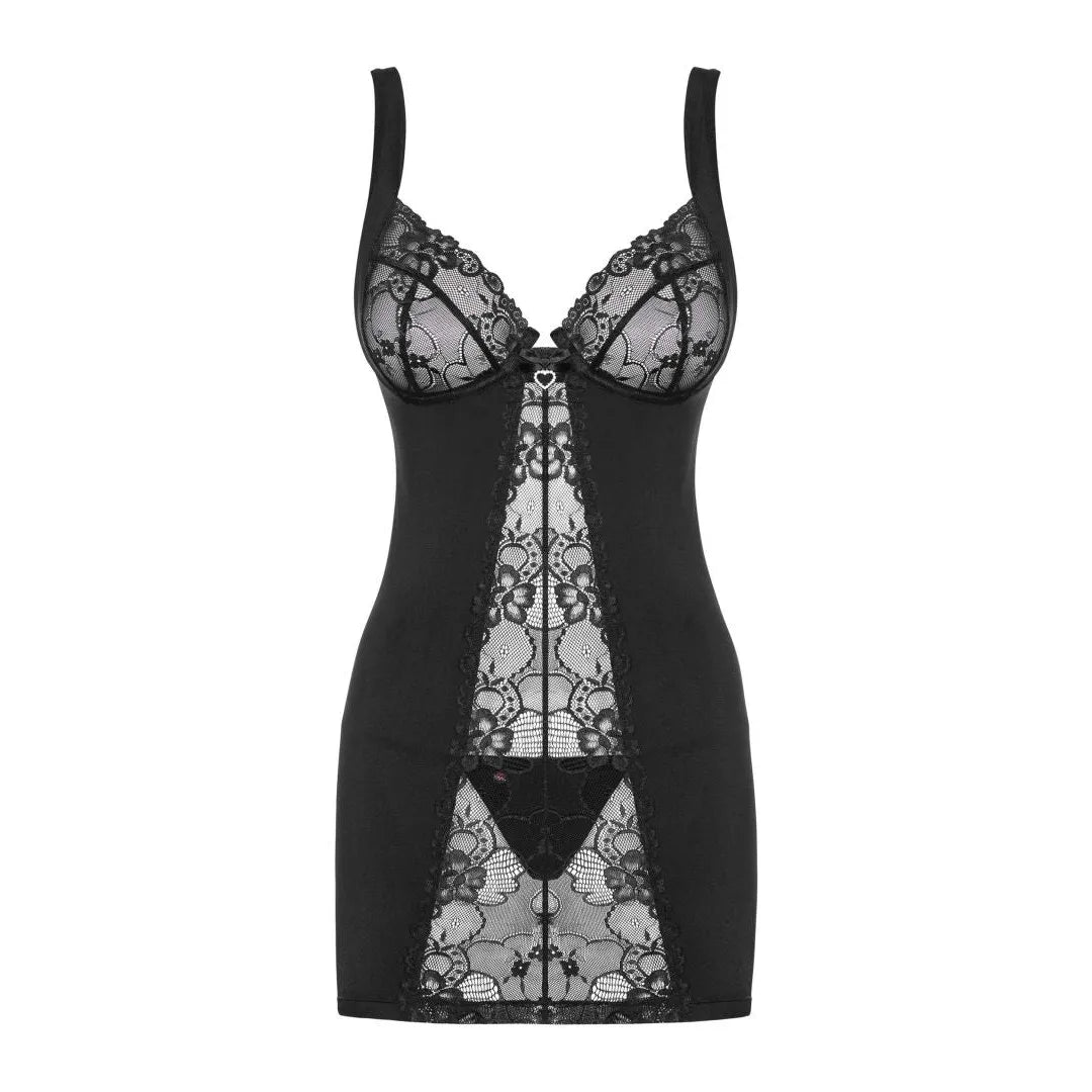 Heartina Nuisette Dentelle Noire Sexy Glamour Surprise Partenaire Obsessive