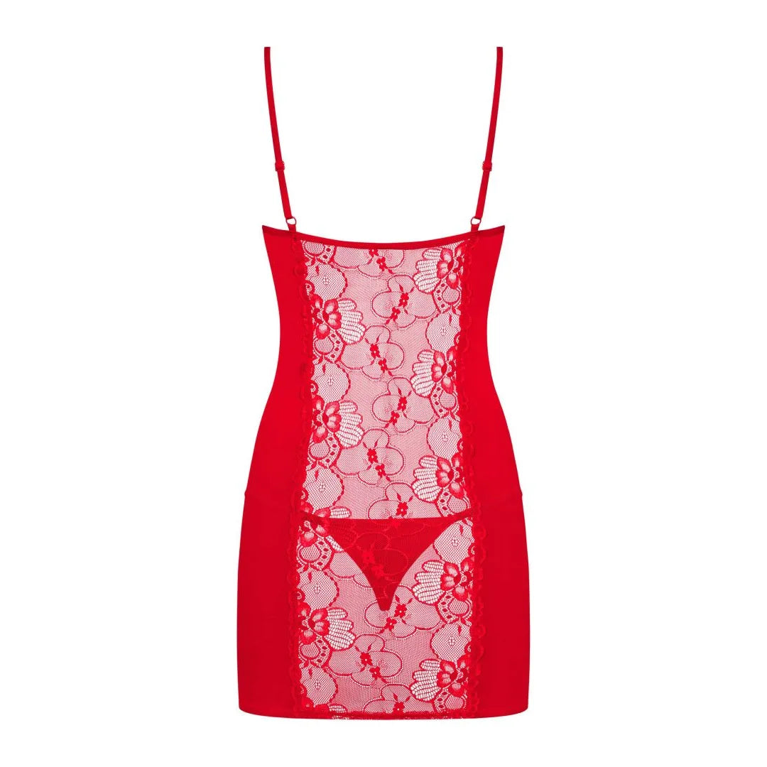 Heartina nuisette rouge intense dentelle sexy St Valentin strass ajustable string