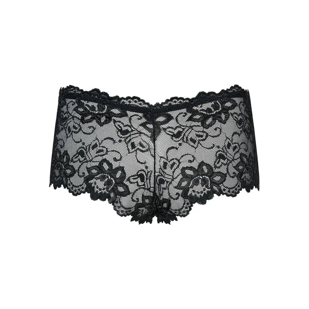 Shorty noir motif floral élastique haute qualité pour femme élégante