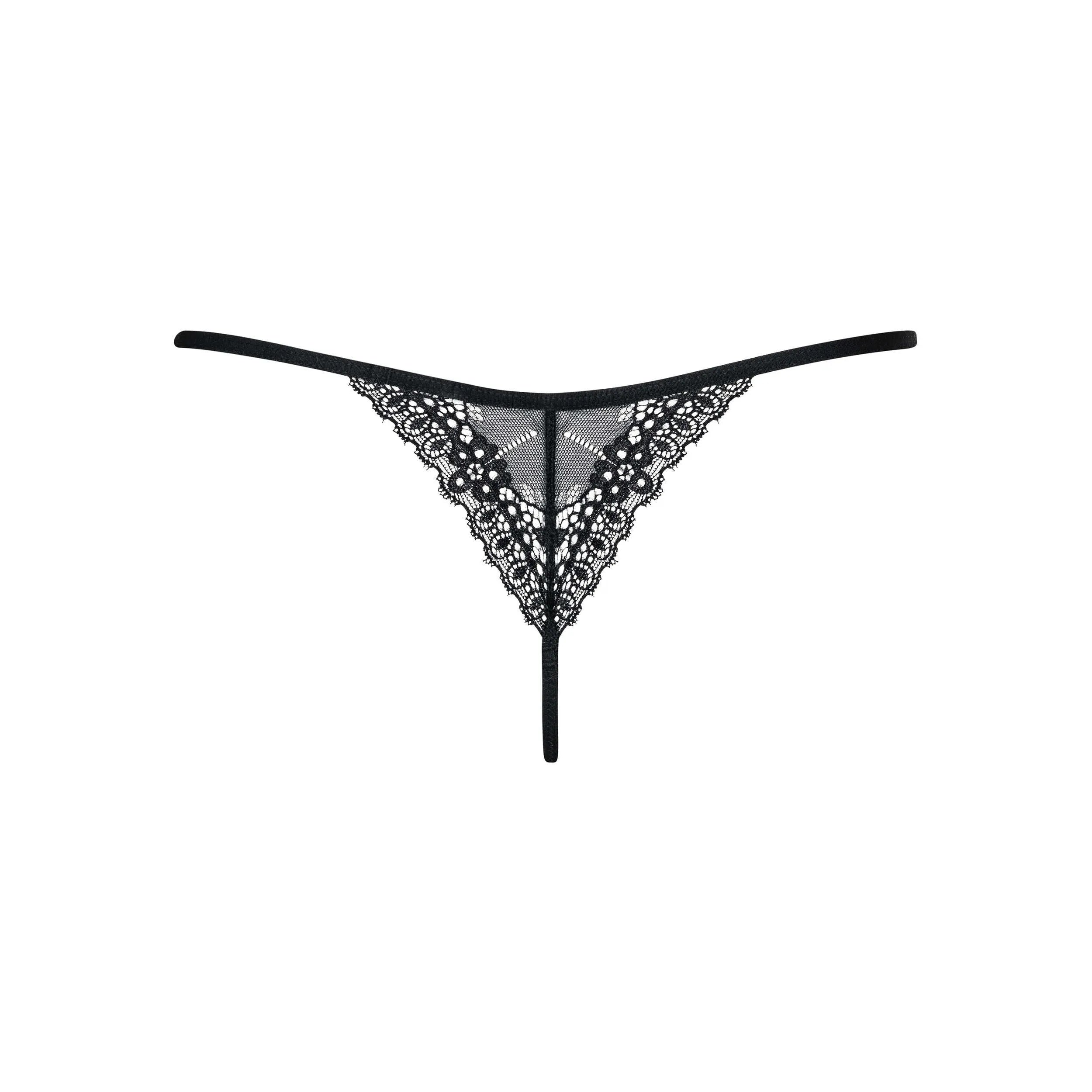 Intensa String Dentelle Noir Motifs Floraux Broderie Sexy Polyamide Élégant