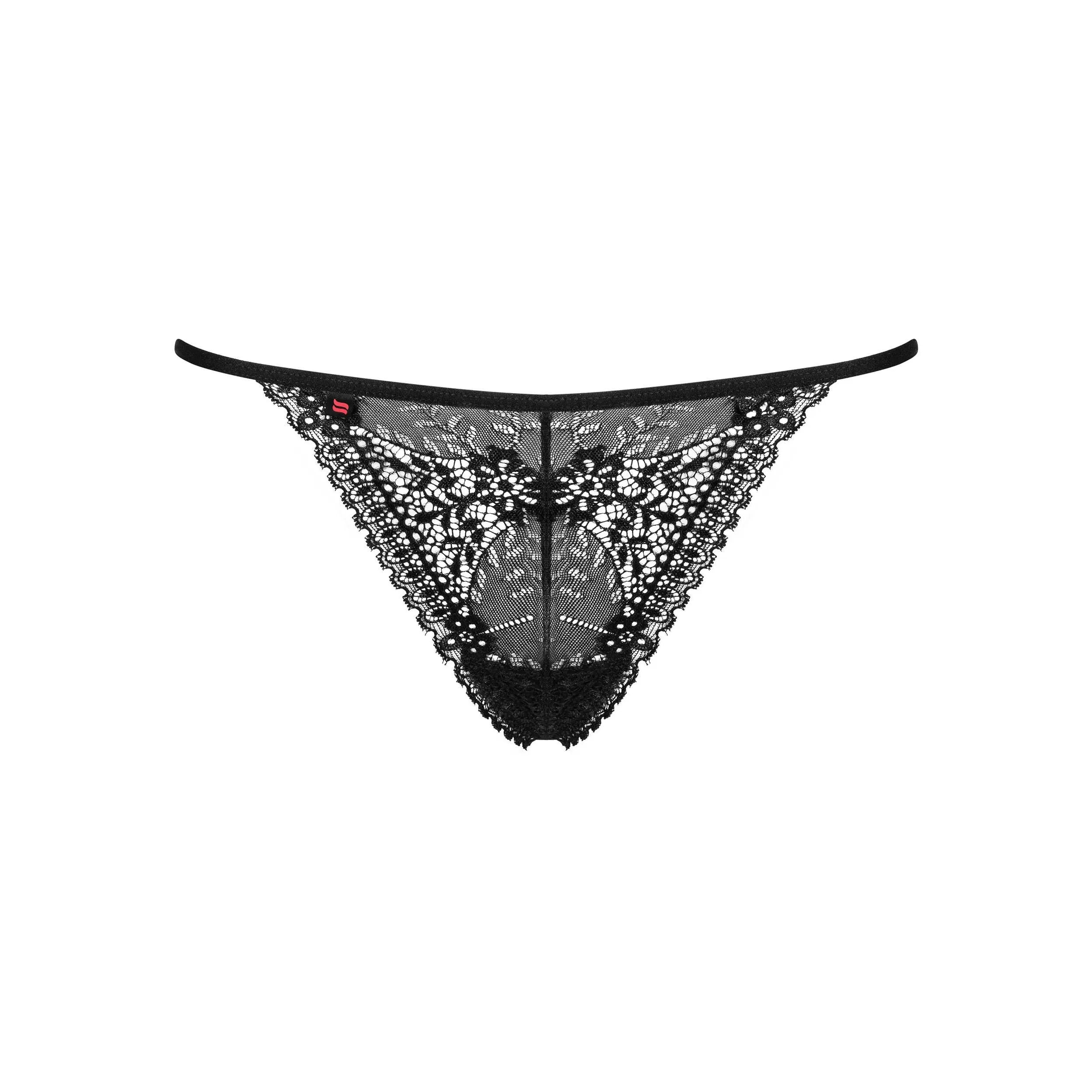 Intensa String Dentelle Noir Motifs Floraux Broderie Sexy Polyamide Élégant