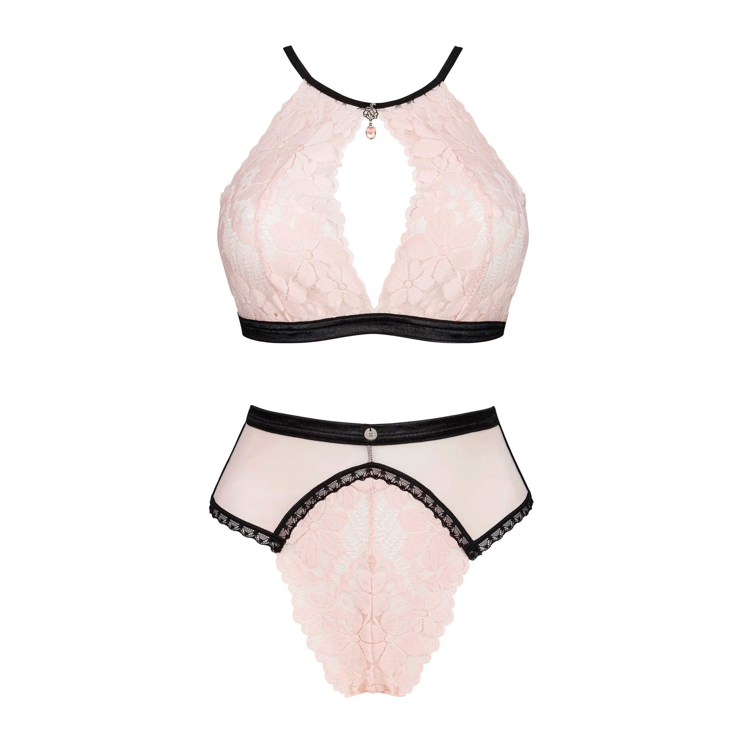 Lilines Ensemble lingerie dentelle féminine soutien-gorge décolleté pendentif taille haute