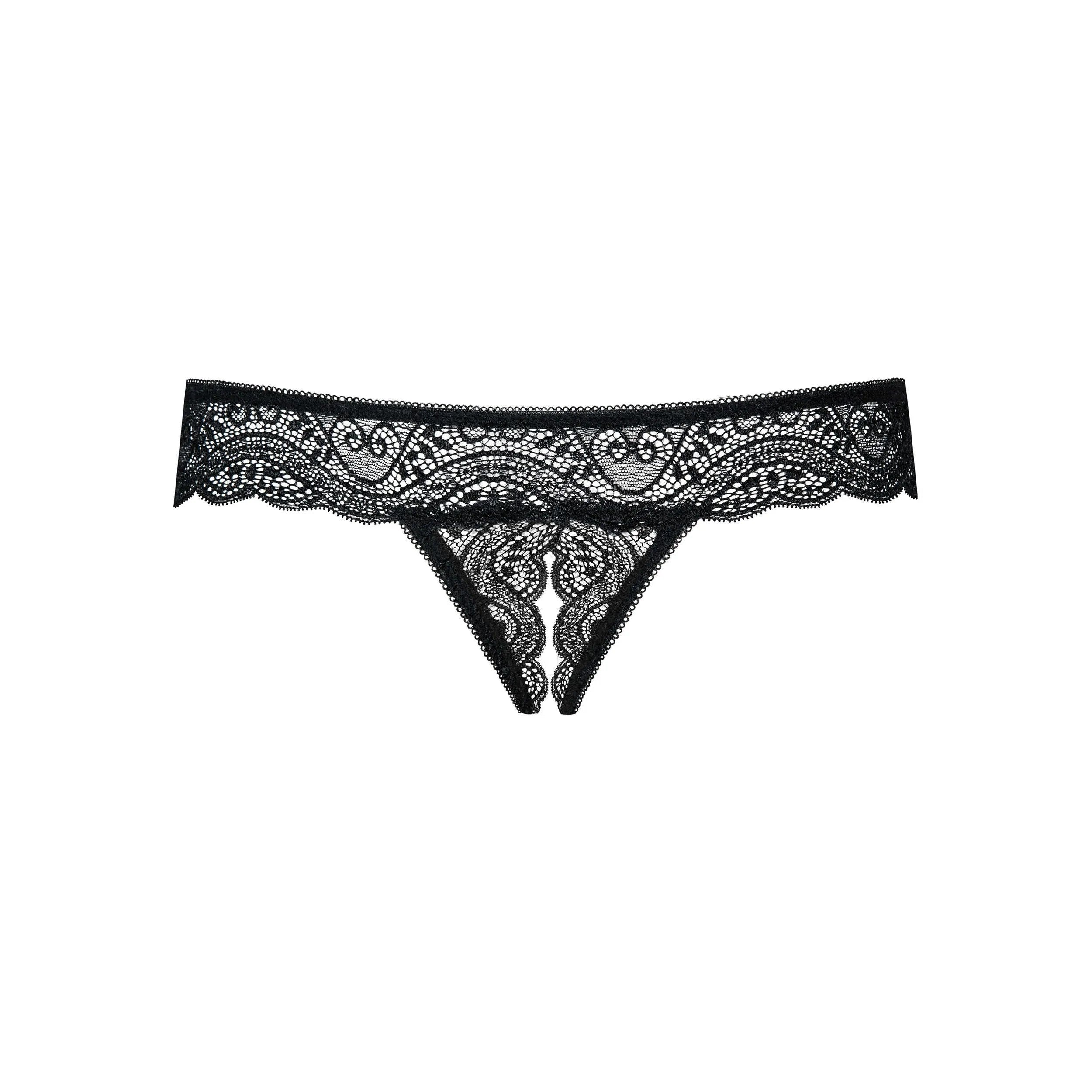 String ouvert dentelle noire sexy pierres brillantes Obsessive Miamor
