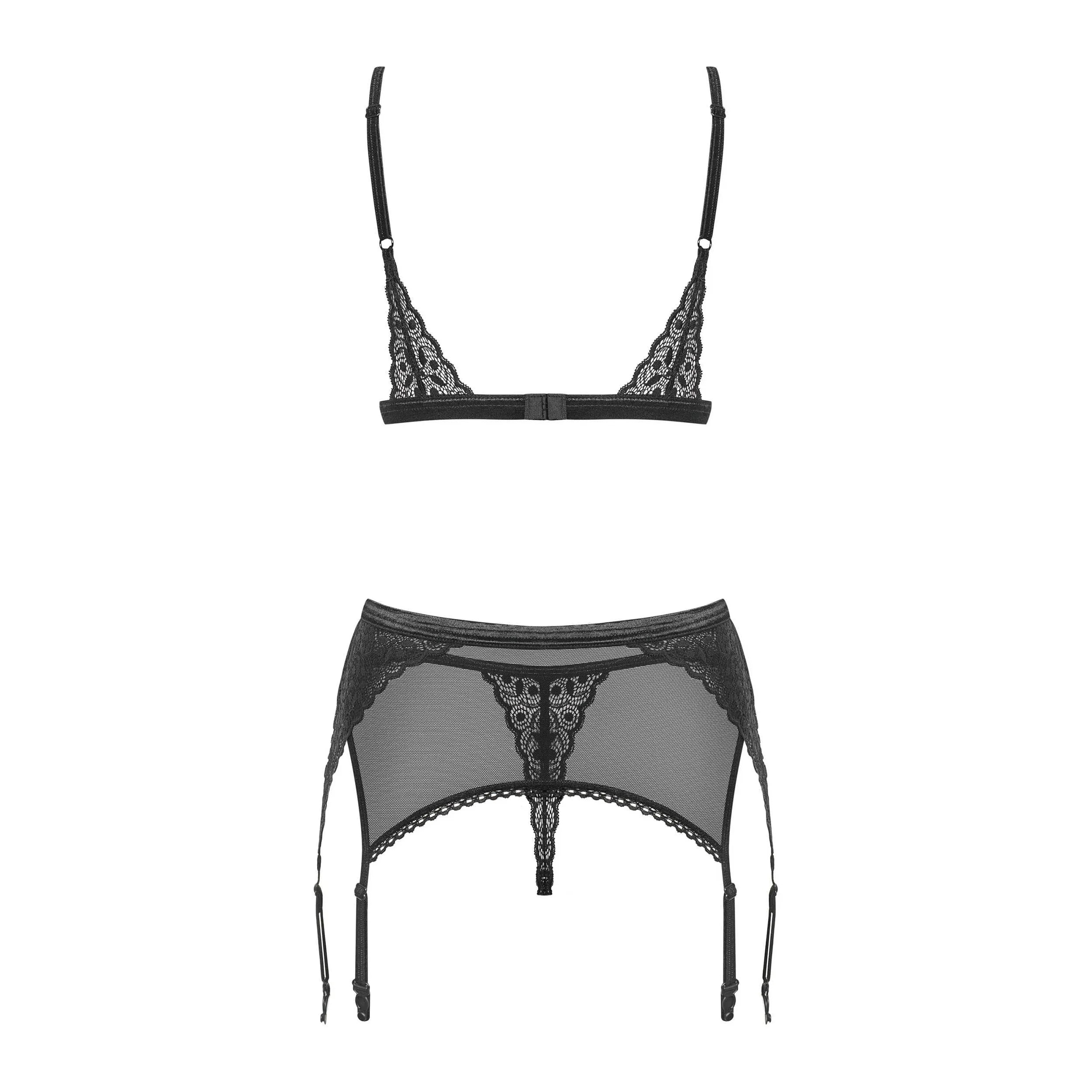 Shibu Ensemble Lingerie Porte-Jarretelles Dentelle Noire Sexy Ajustable