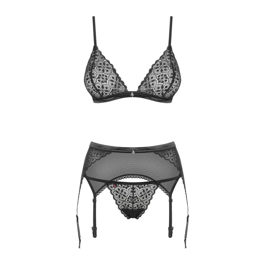 Shibu Ensemble Lingerie Porte-Jarretelles Dentelle Noire Sexy Ajustable