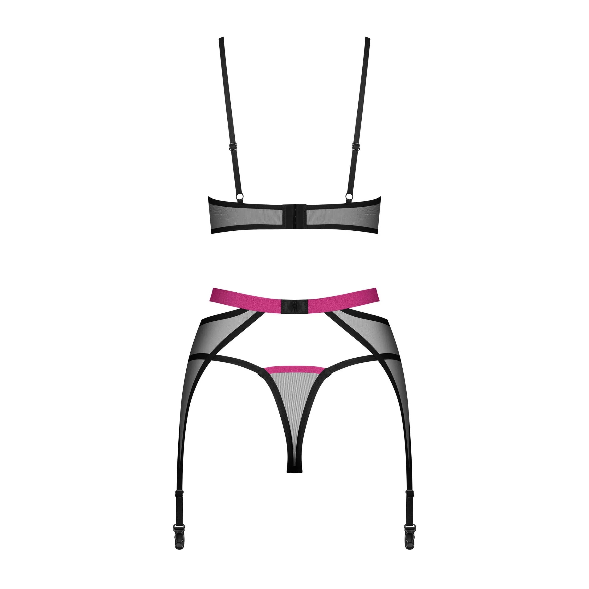 Novenes ensemble lingerie noire avec porte-jarretelles soutien-gorge string zircônes
